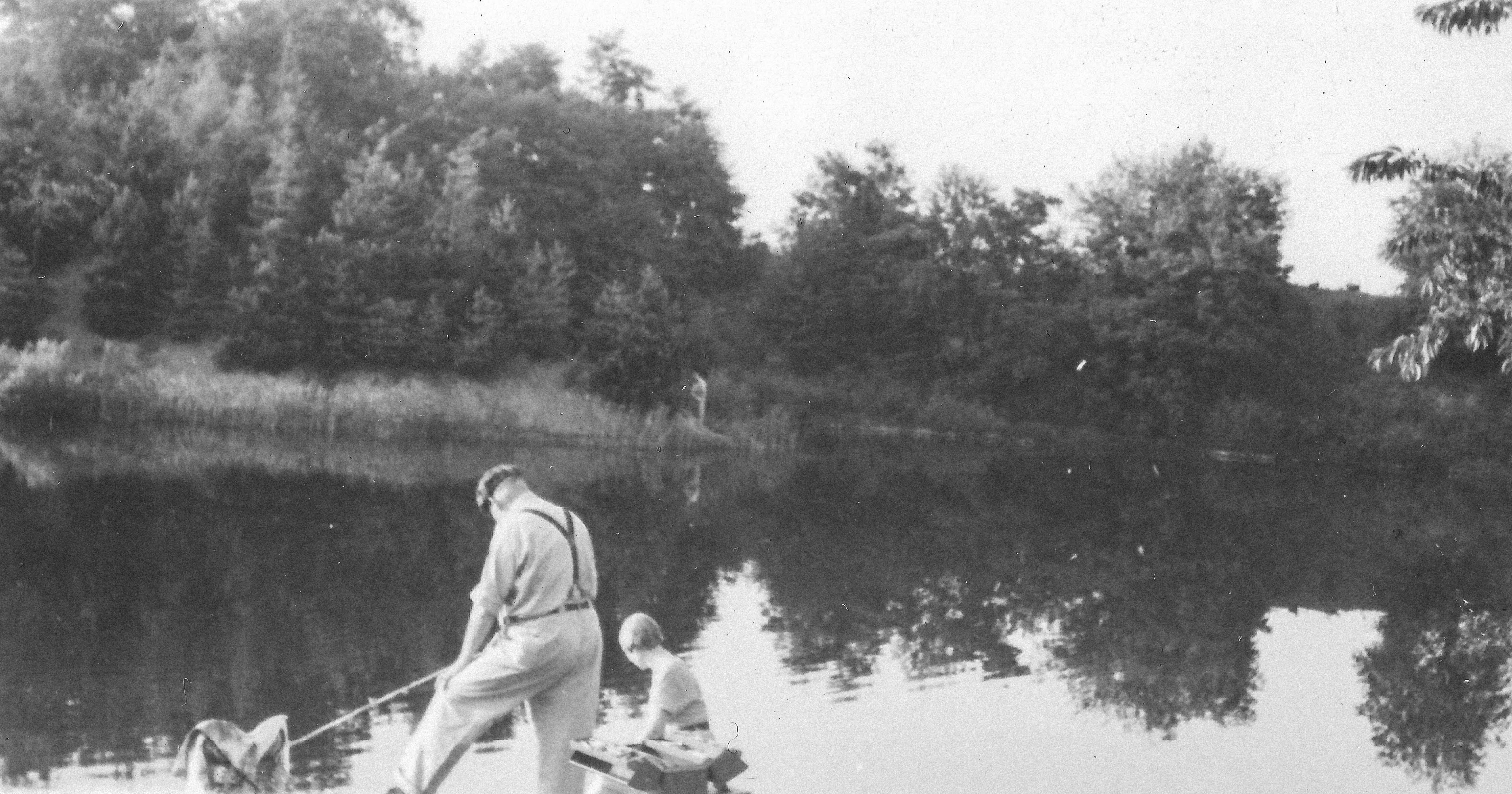 Man and boy in water