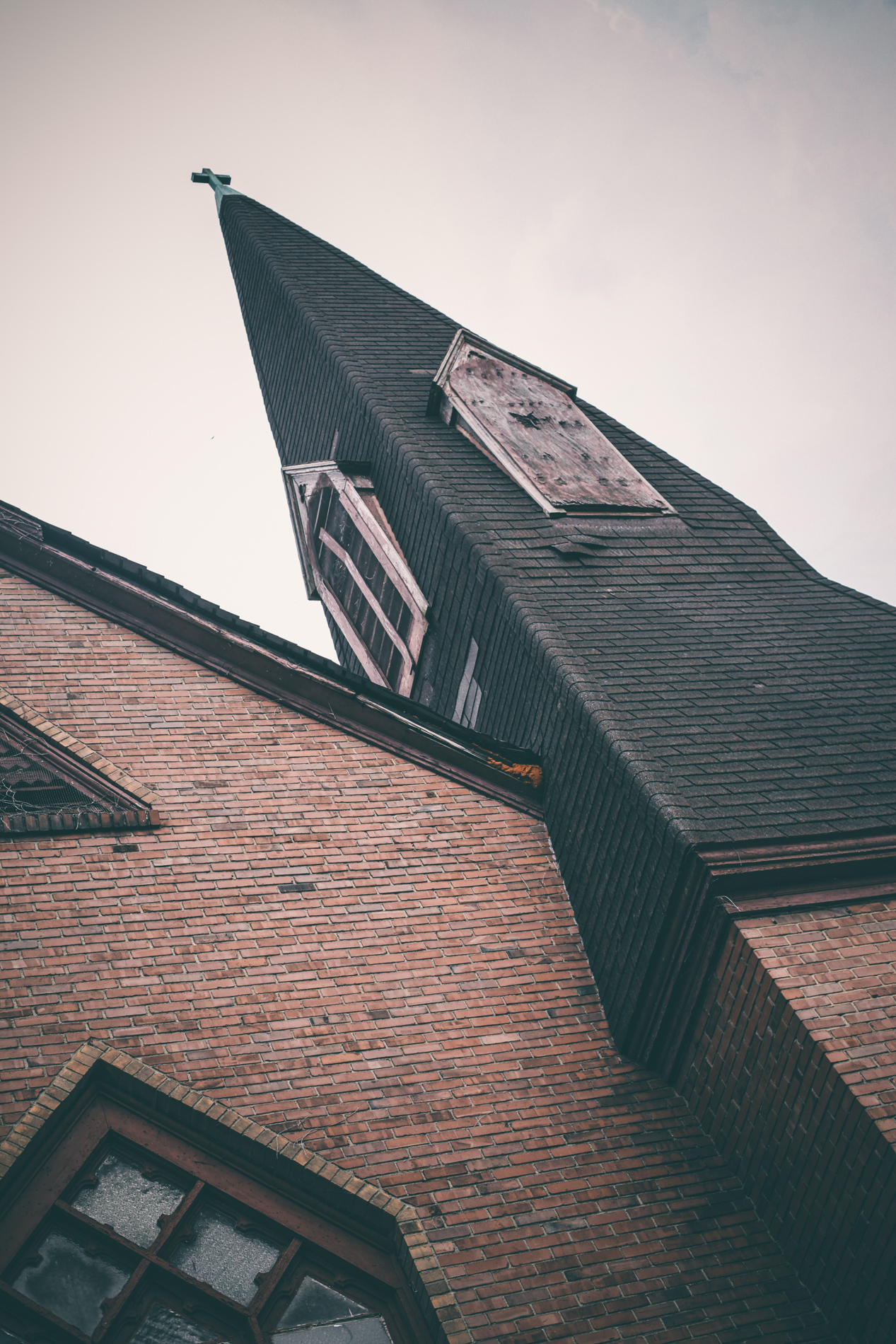 Boarded up bell tower
