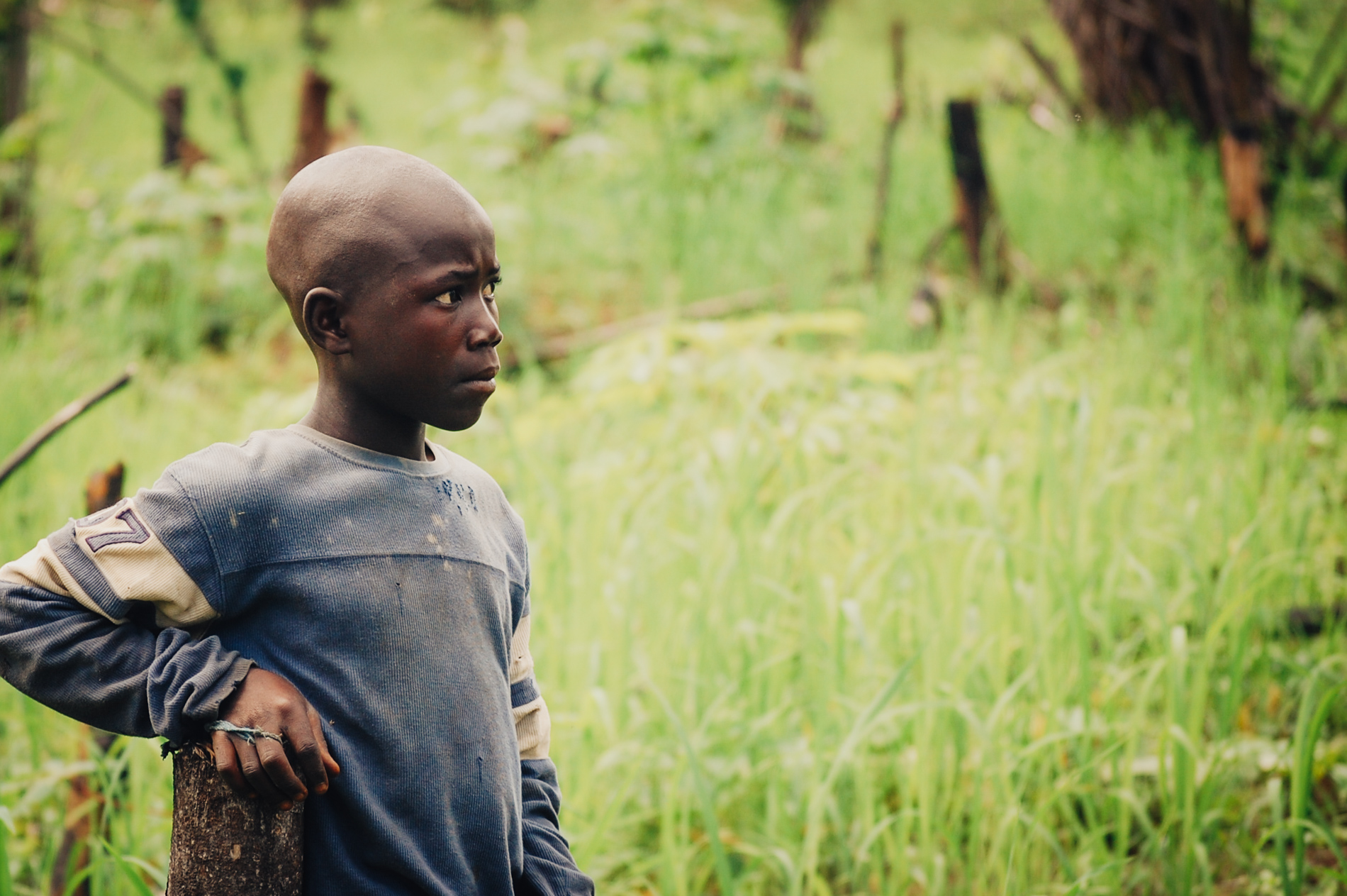 young boy in village