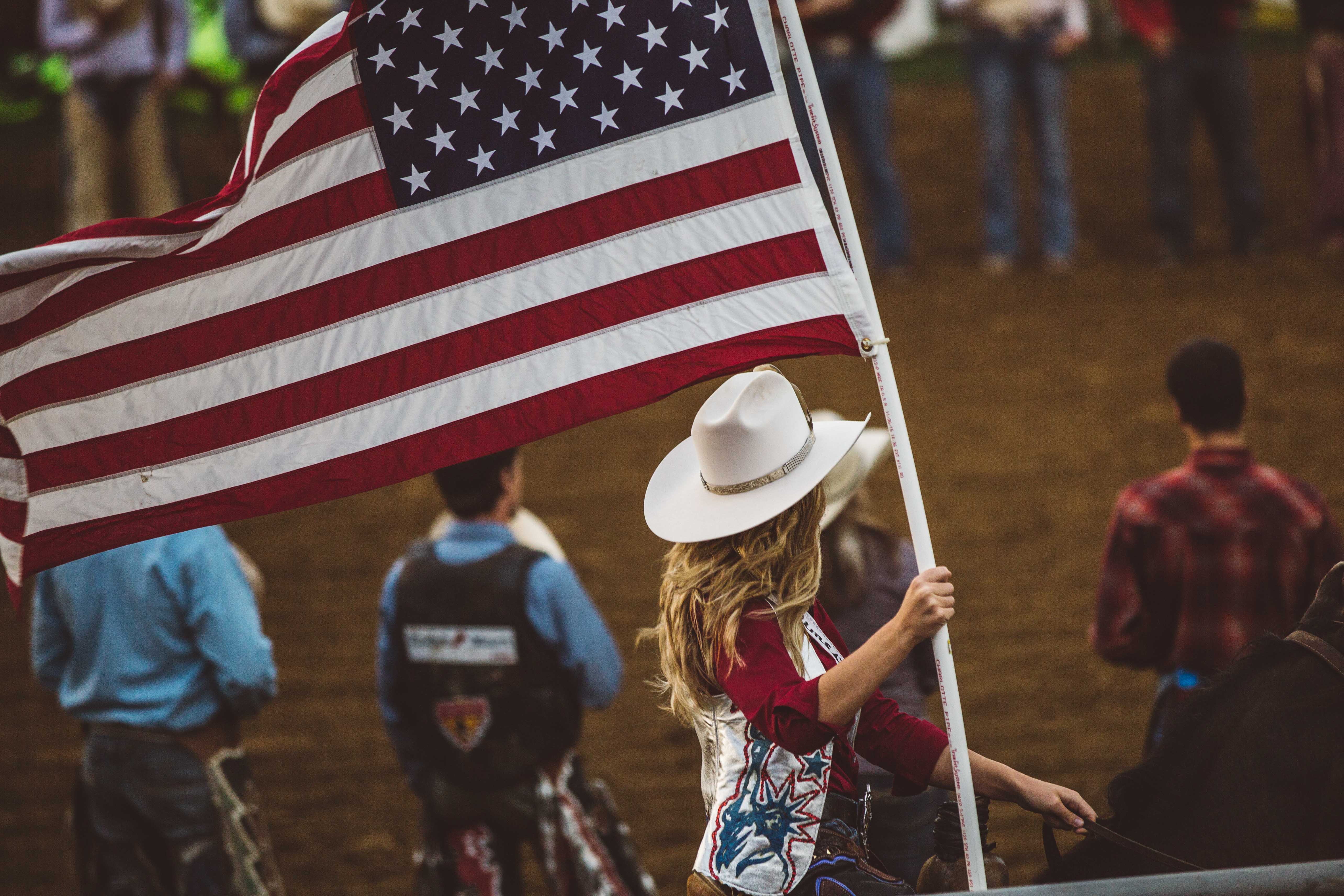 Woman with American flag