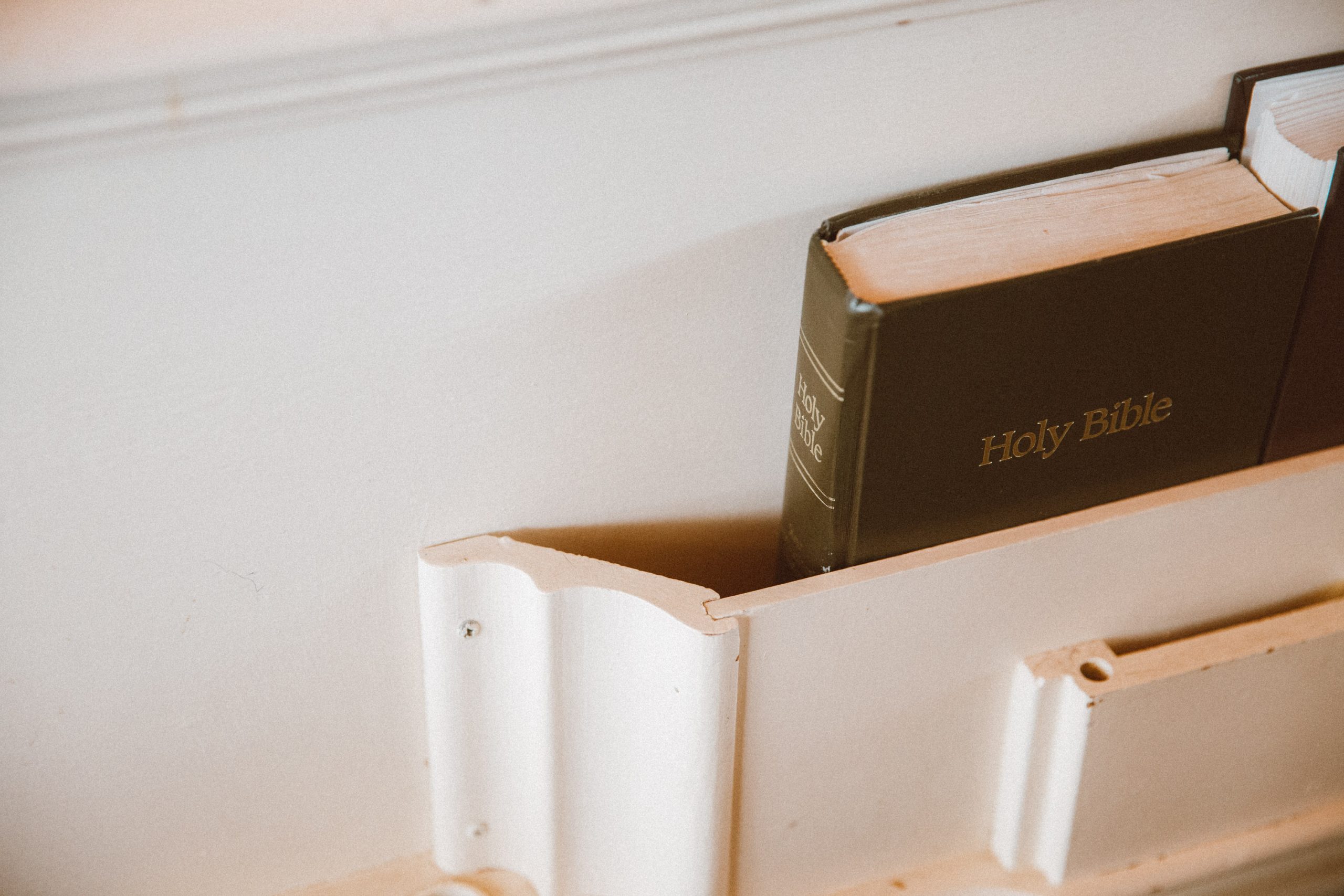 Holy Bible in pew