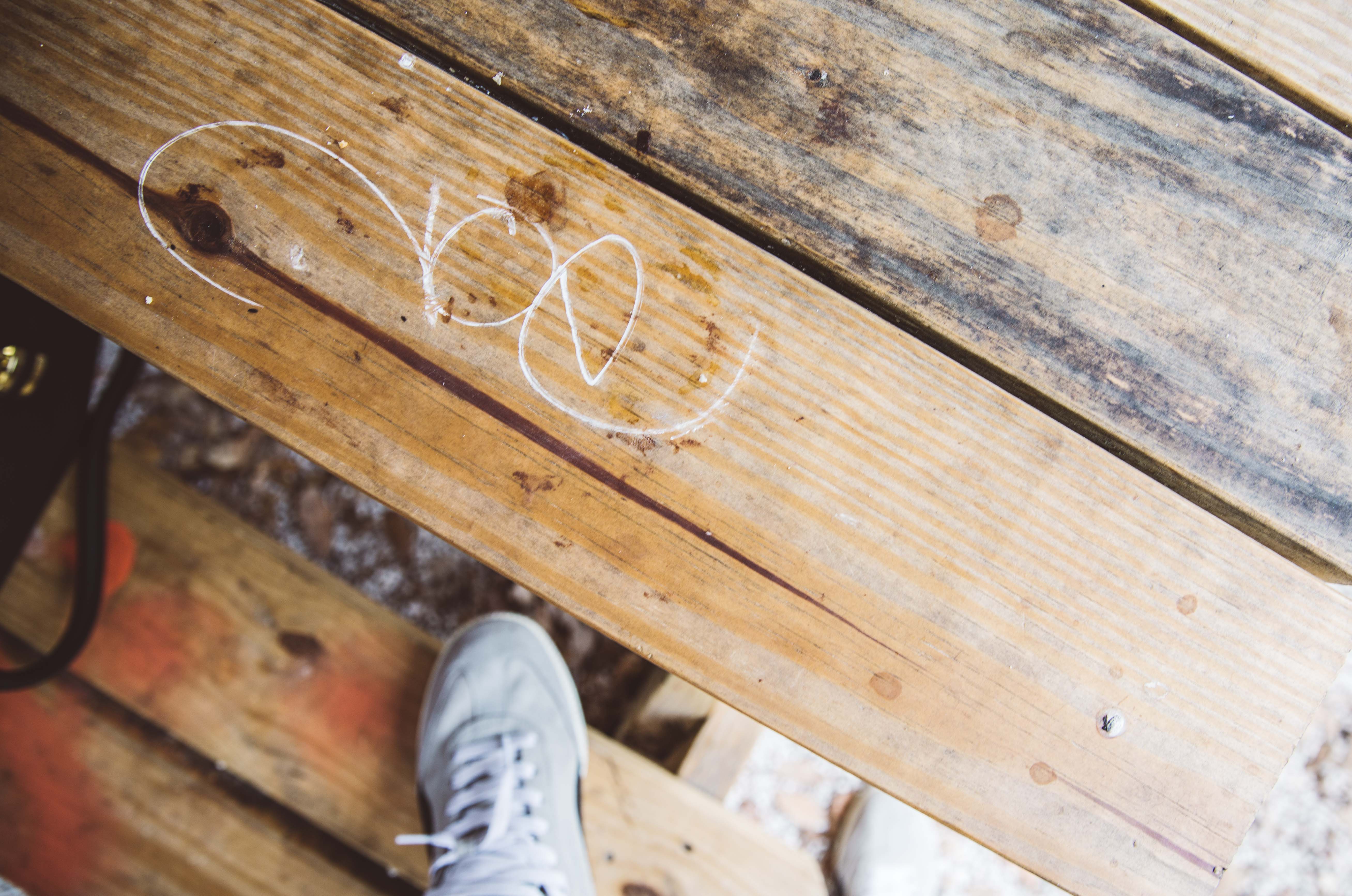 Writing on wooden table