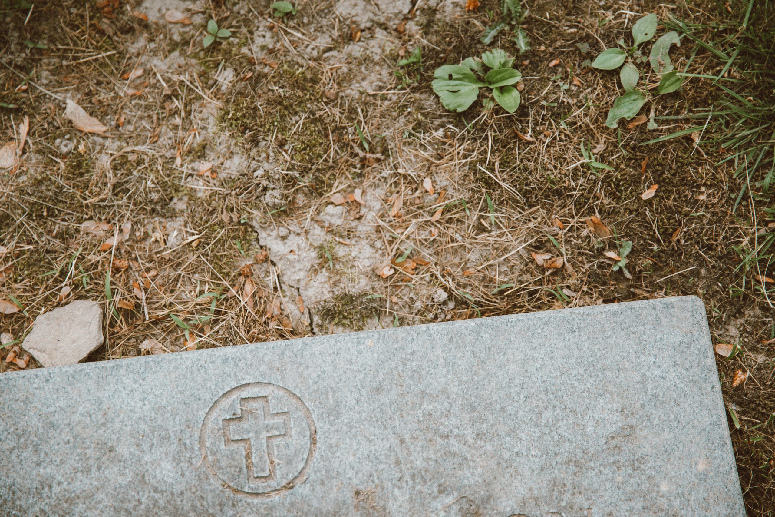 Cross on tombstone