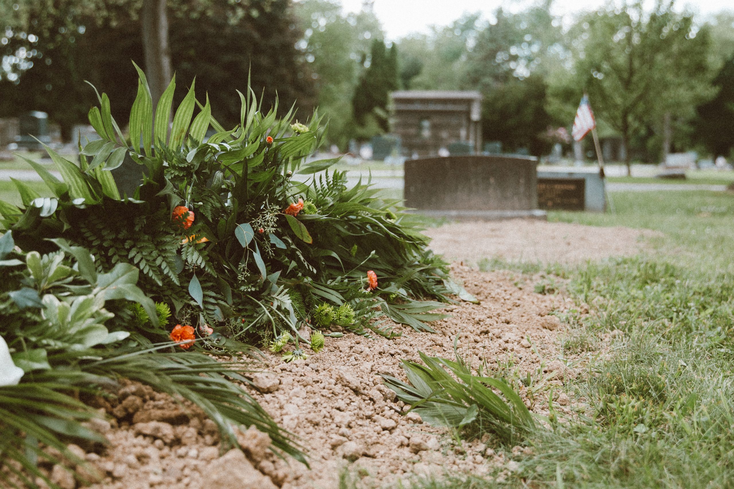 Flowers at cemetery