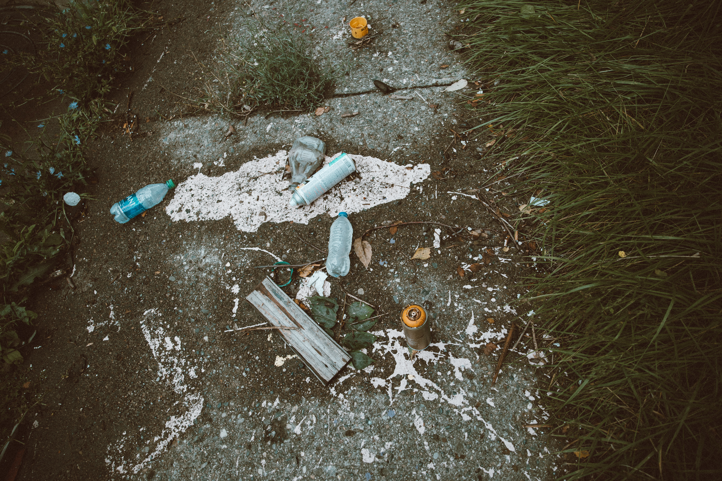 Littered sidewalk