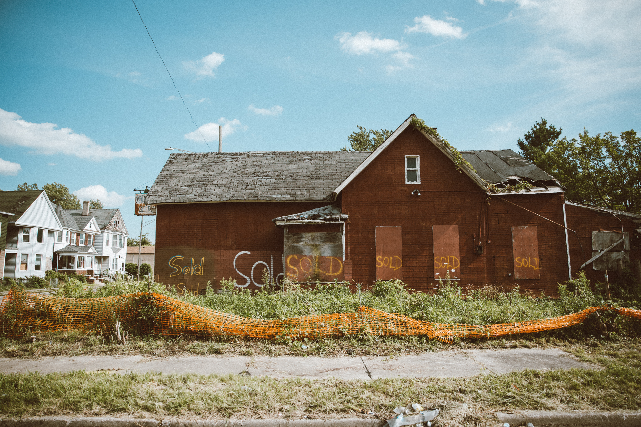 Boarded up house
