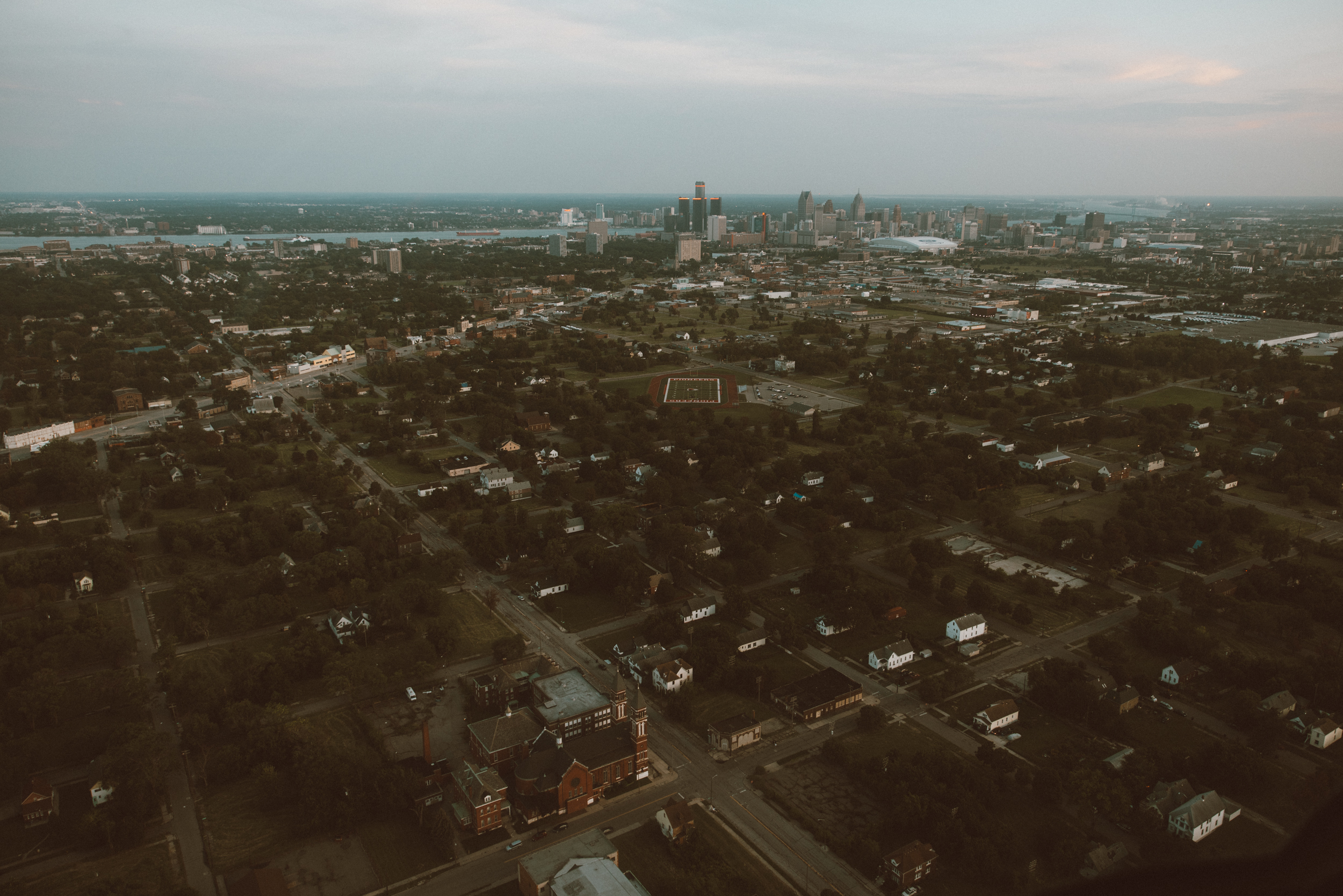 Wide shot of detroit