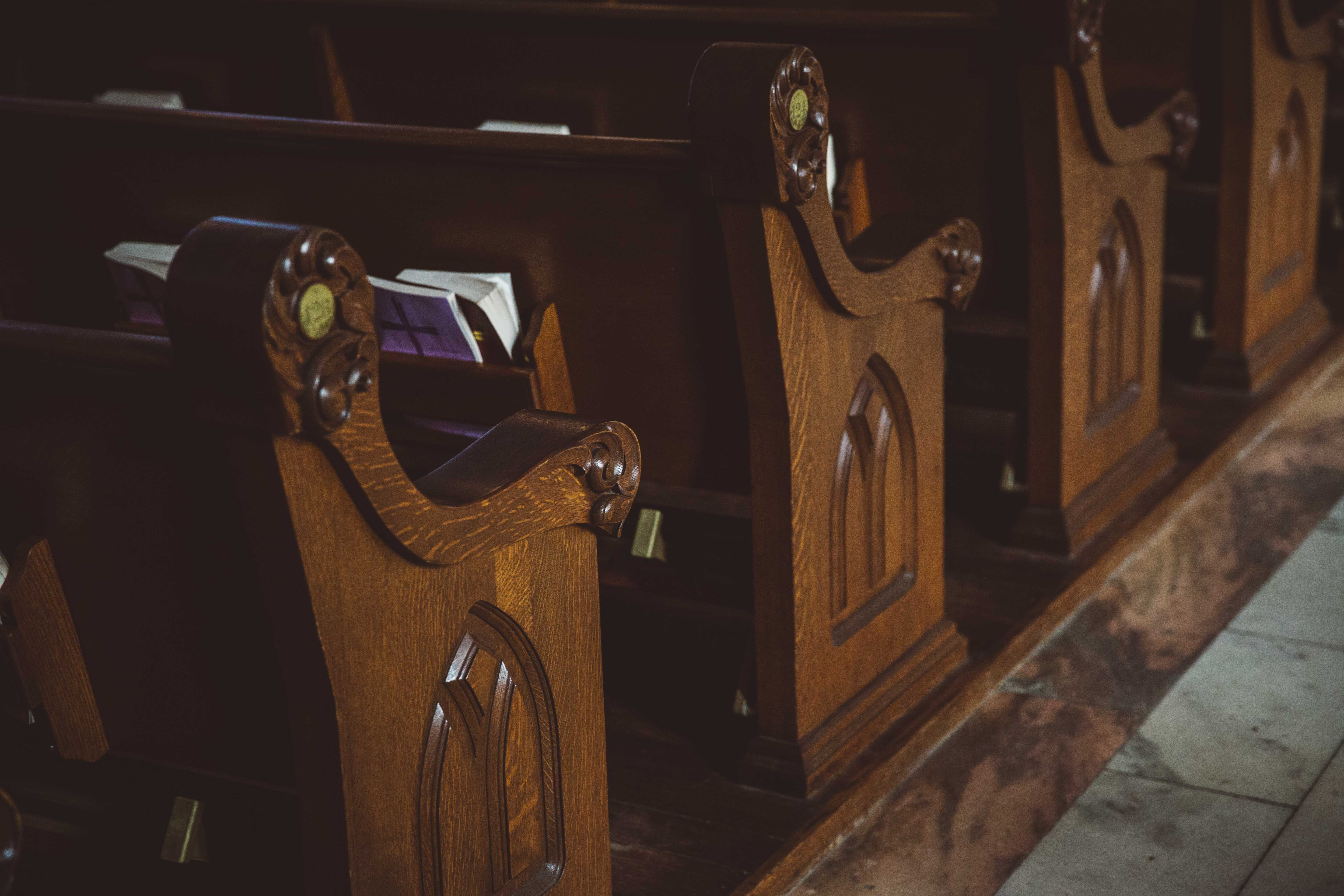 Wooden church pews