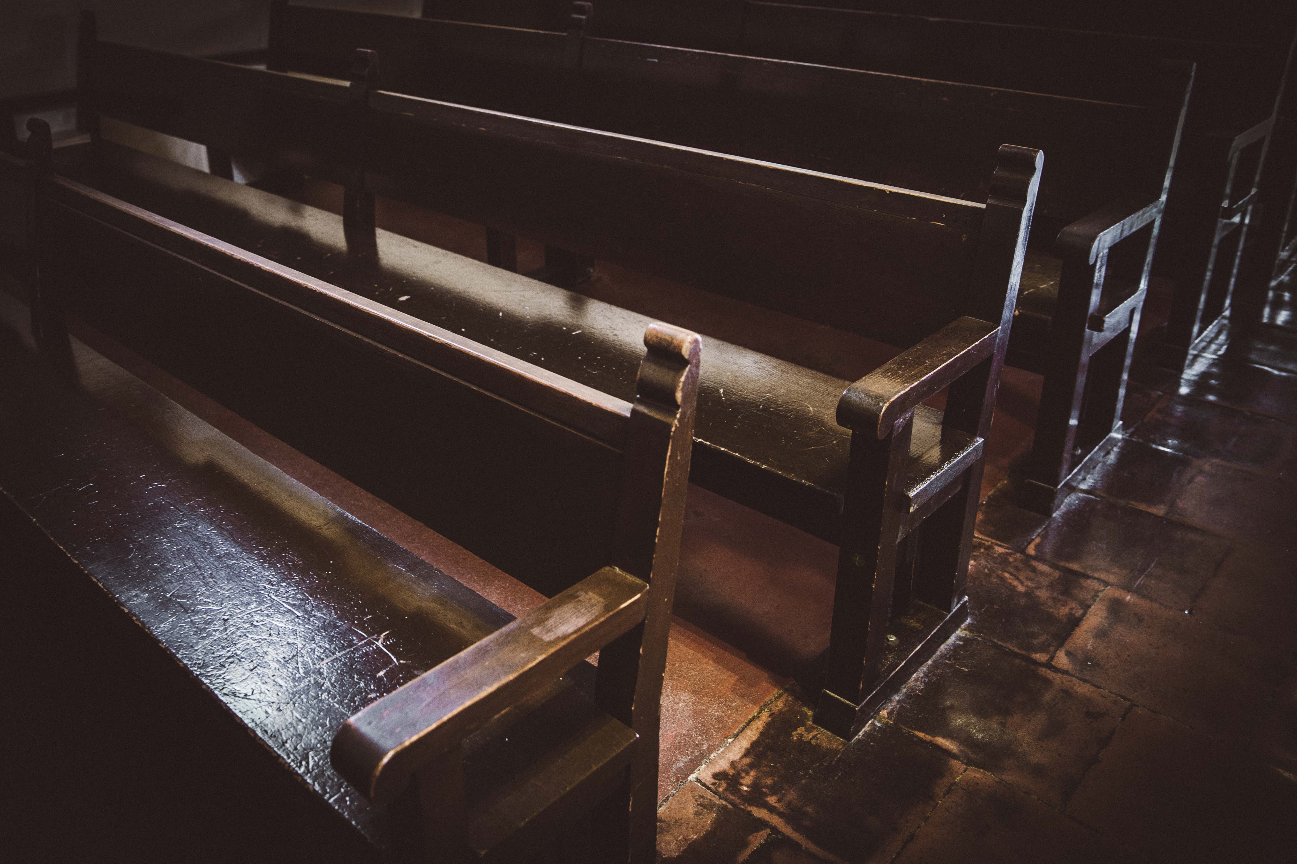 Wooden church pews