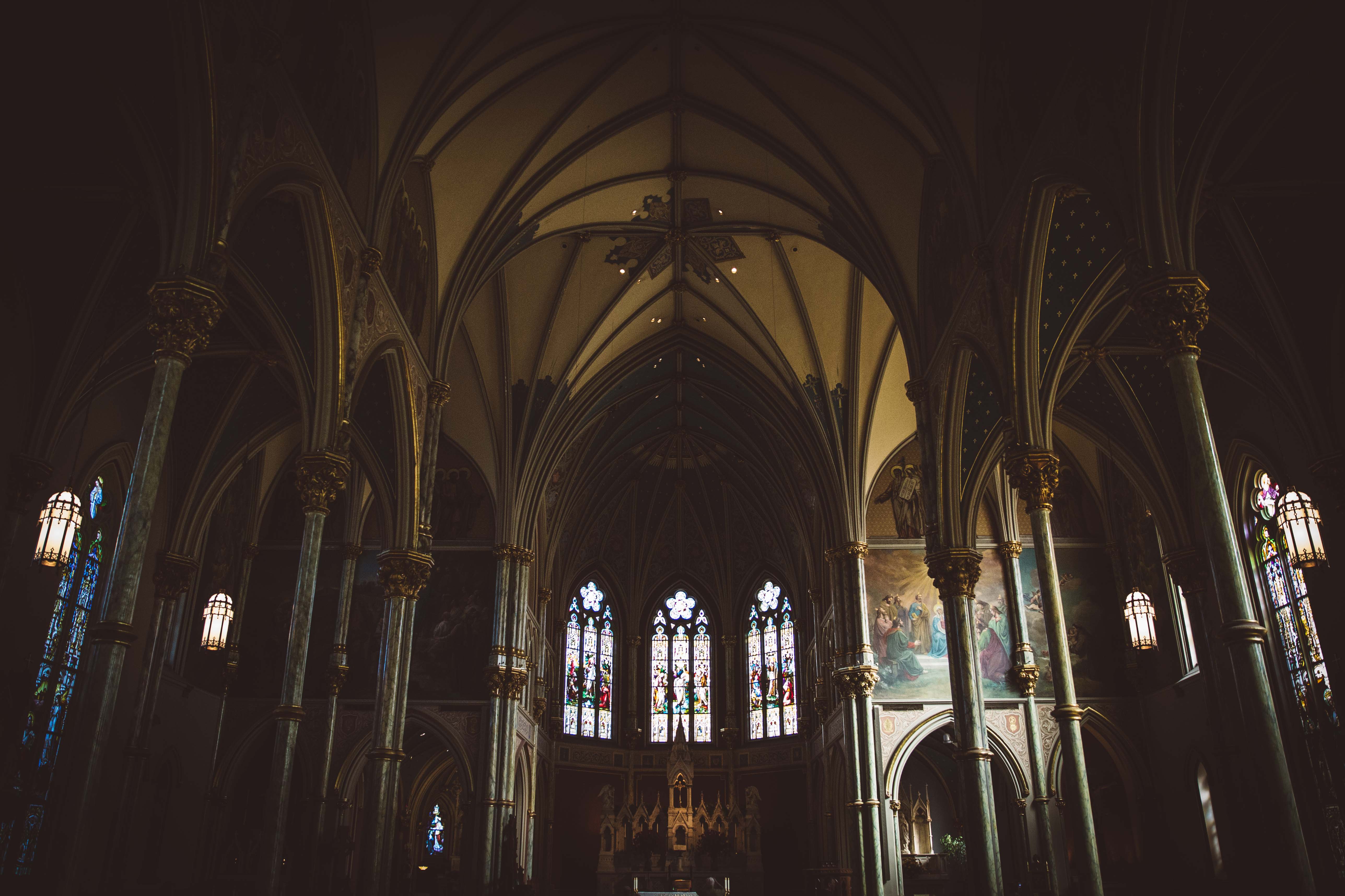 Vintage church with tall ceiling