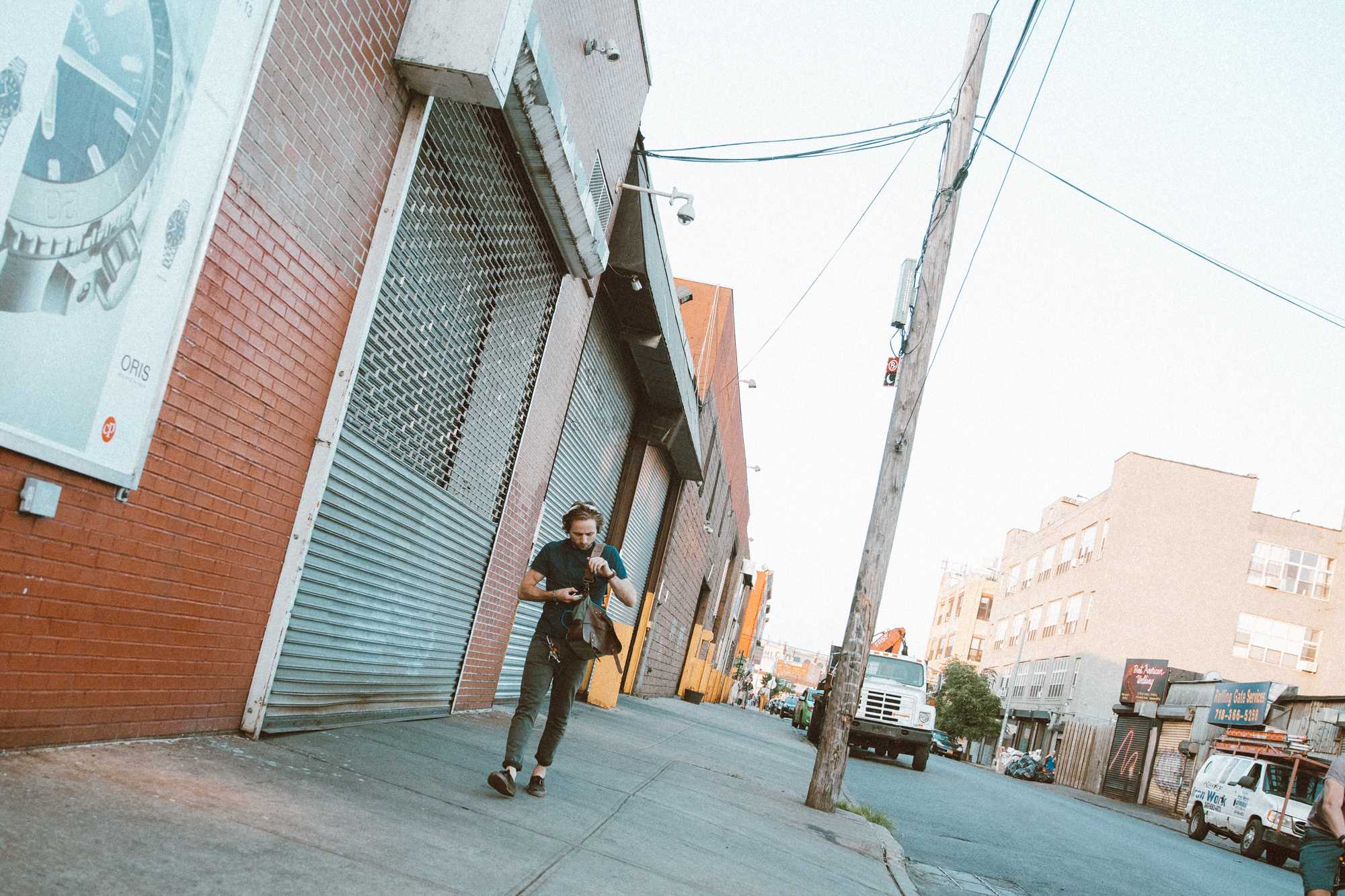 Man walking on the sidewalk