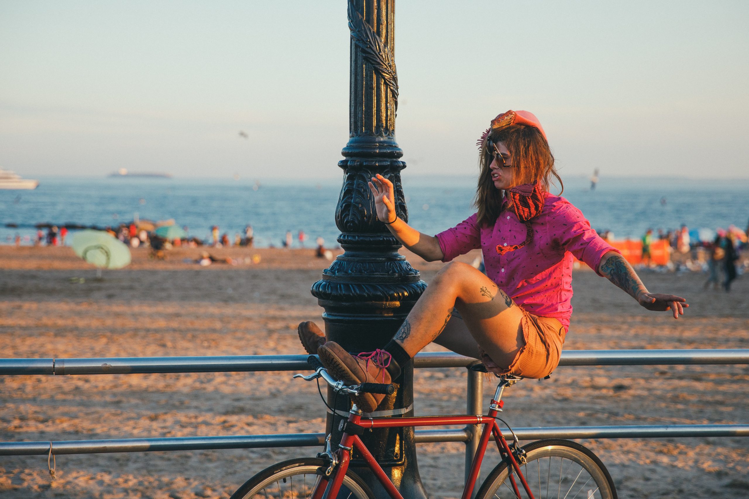 Woman riding bicycle