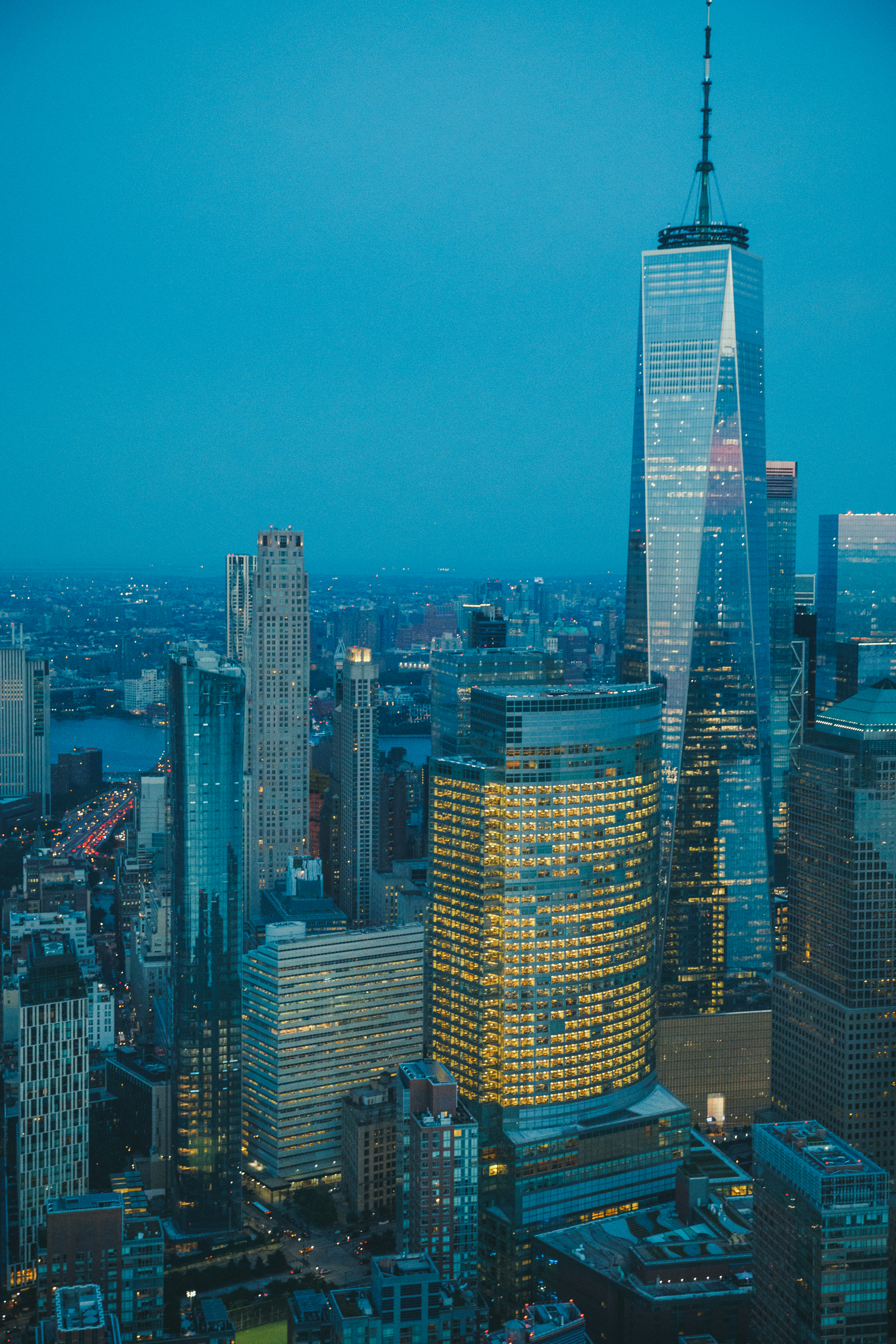 Building with lights on