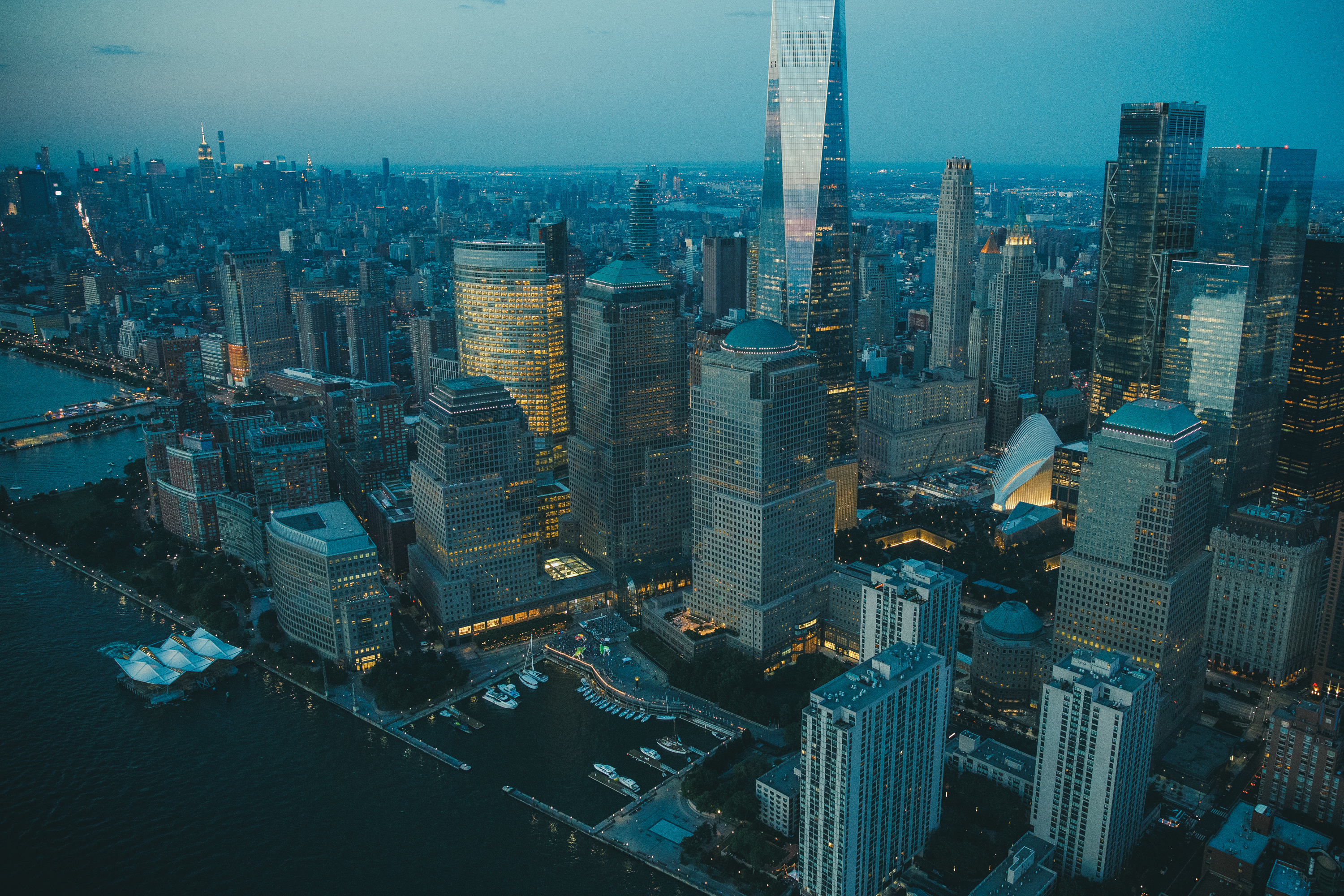 City at dusk