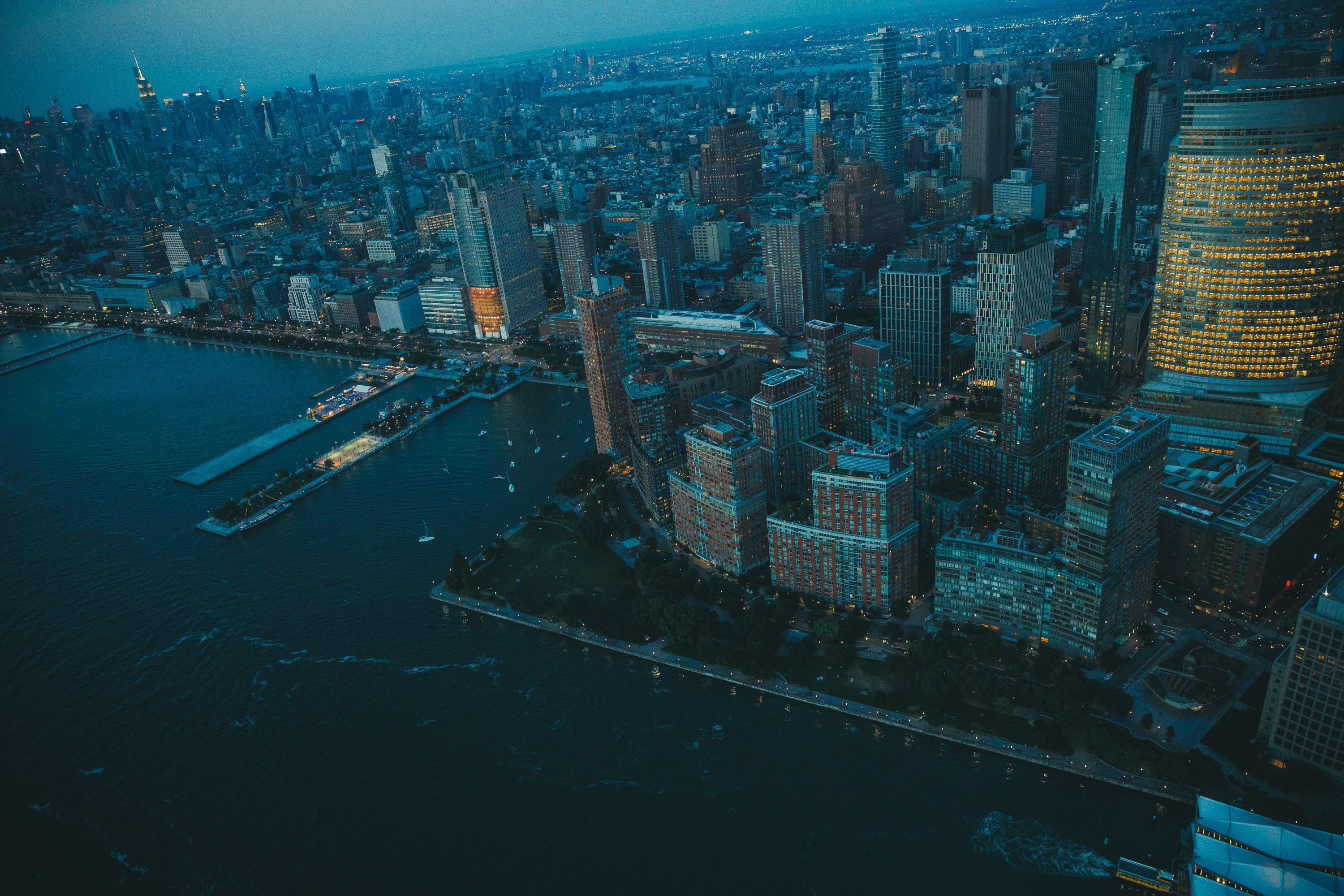 City at night with water