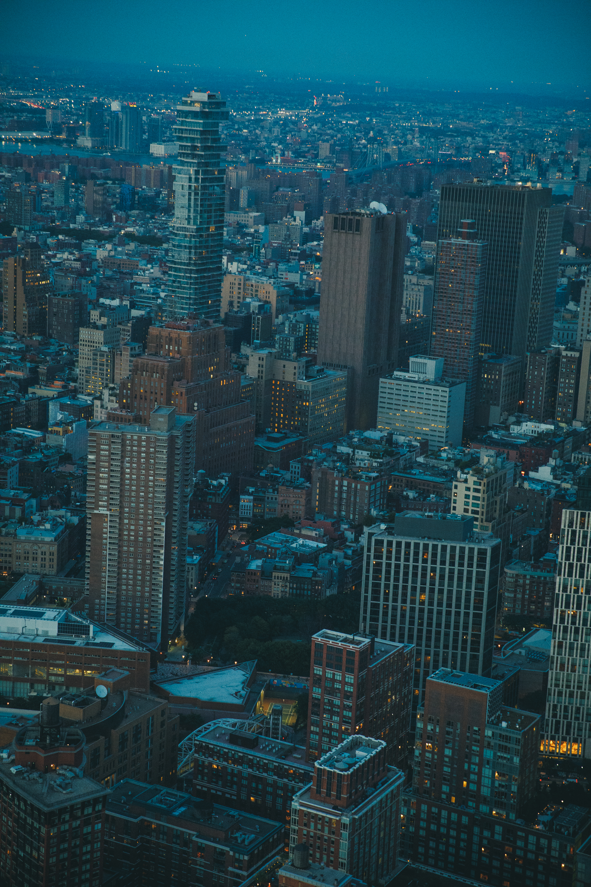 Aerial buildings in city