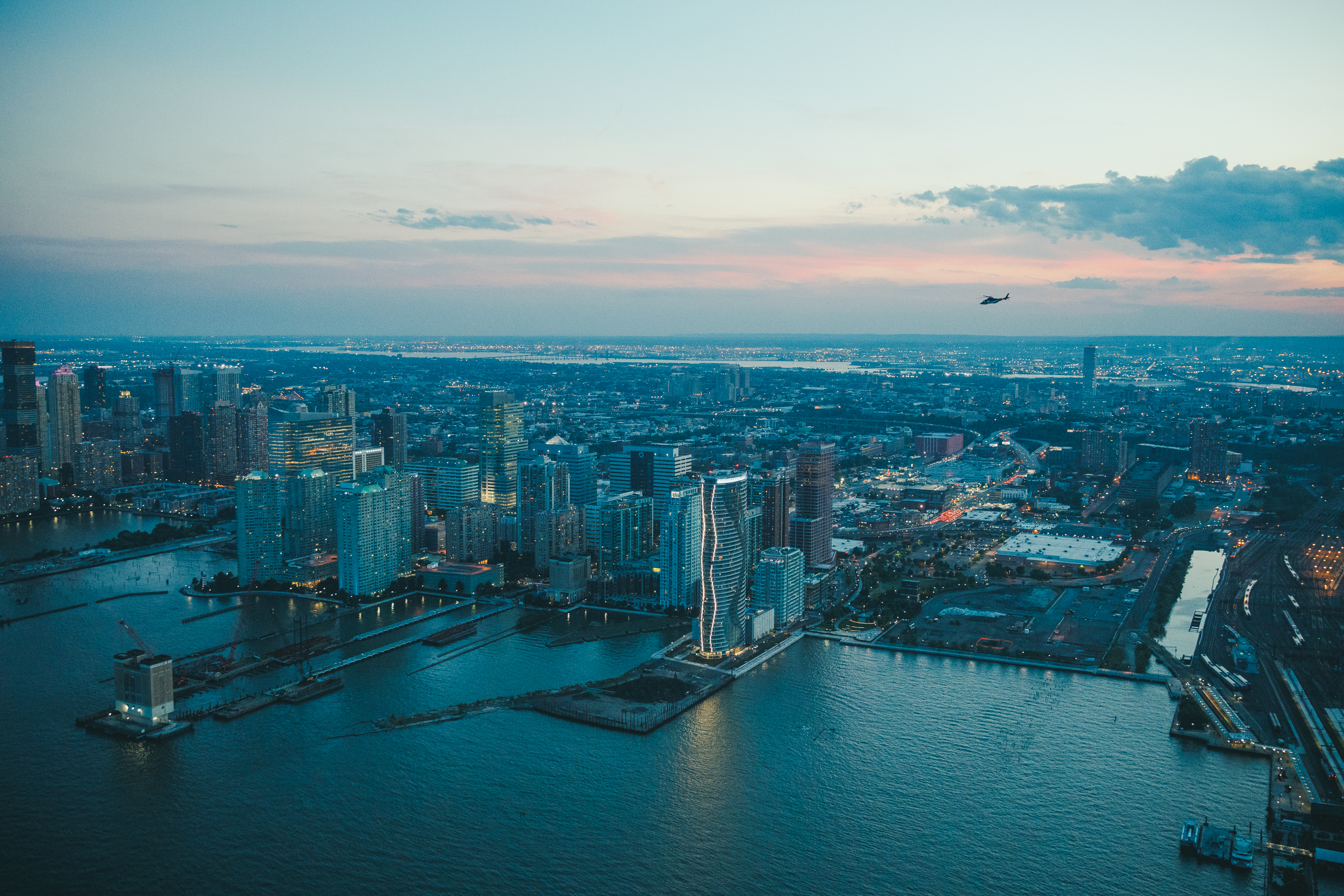 NYC in front of sunset