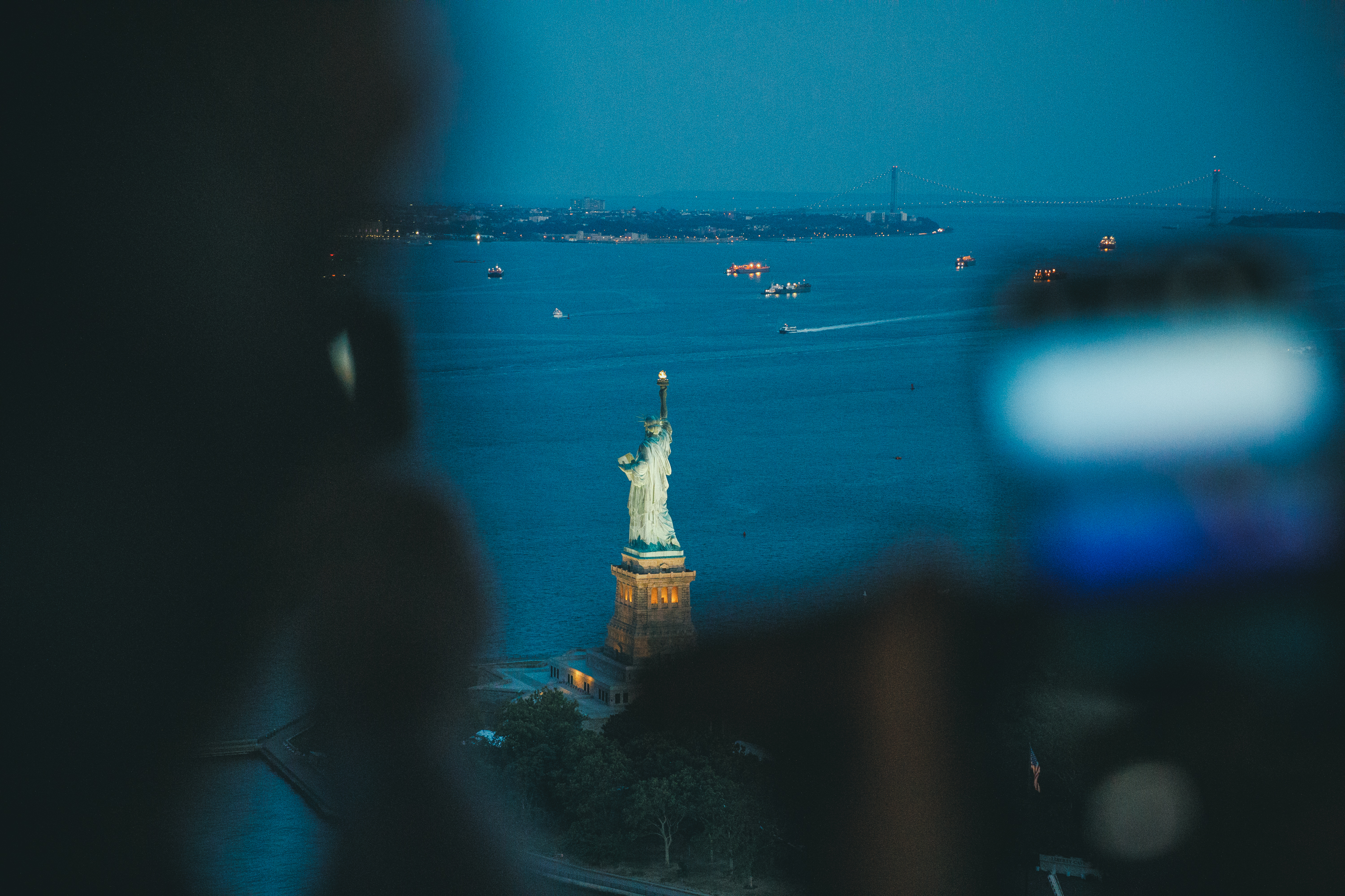 Statue of Liberty over water
