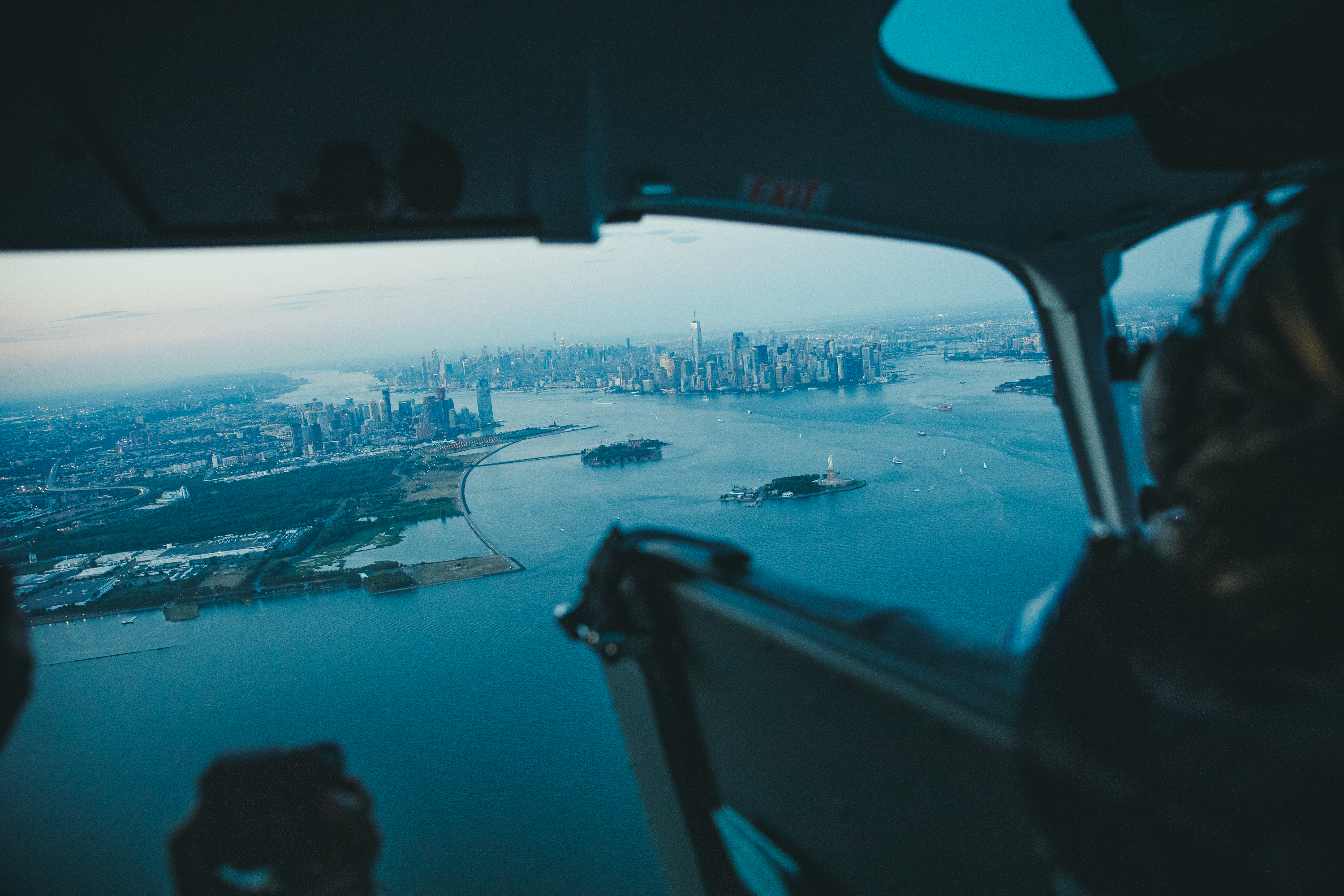 Inside helicopter