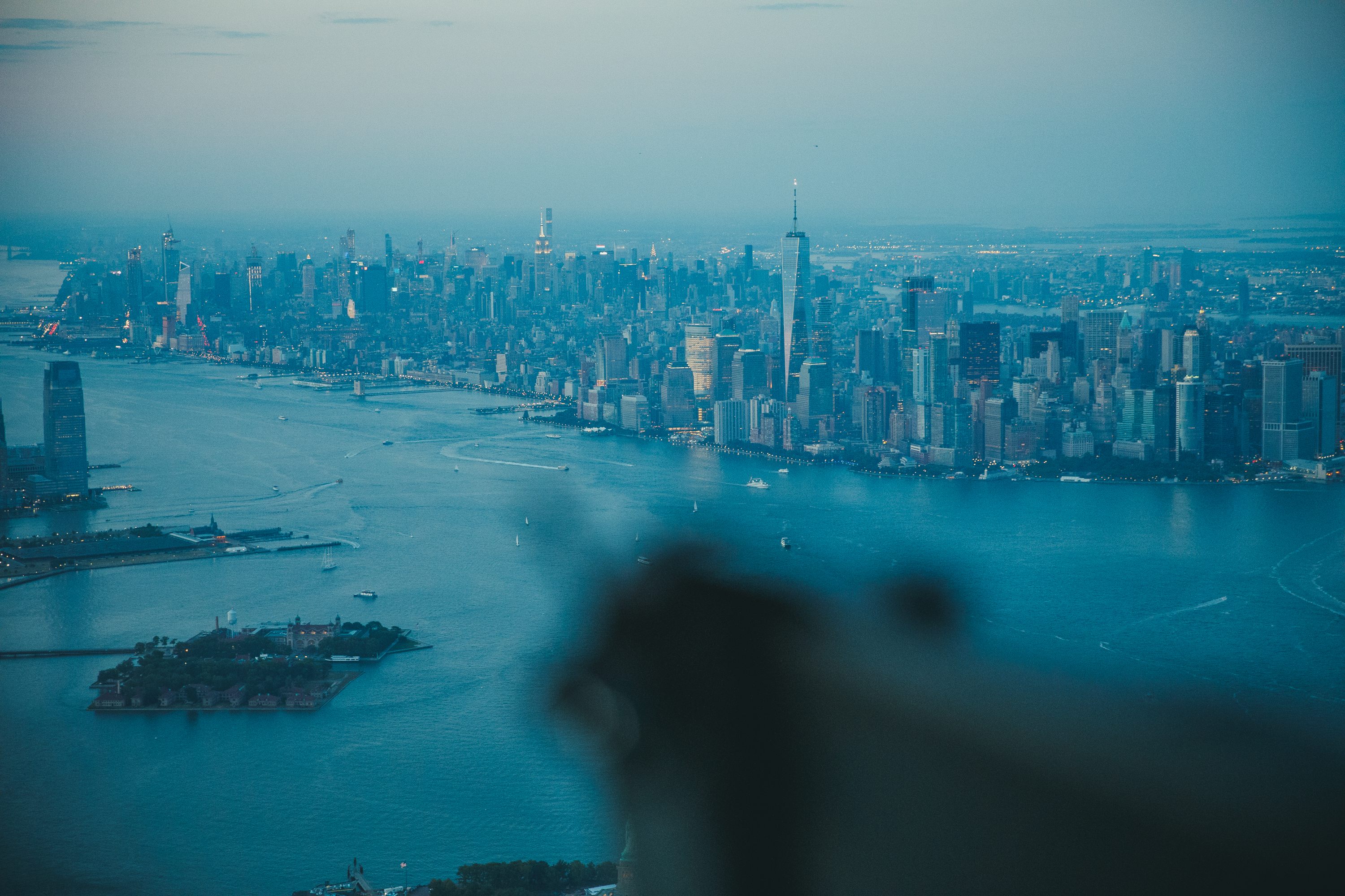 City view from helicopter