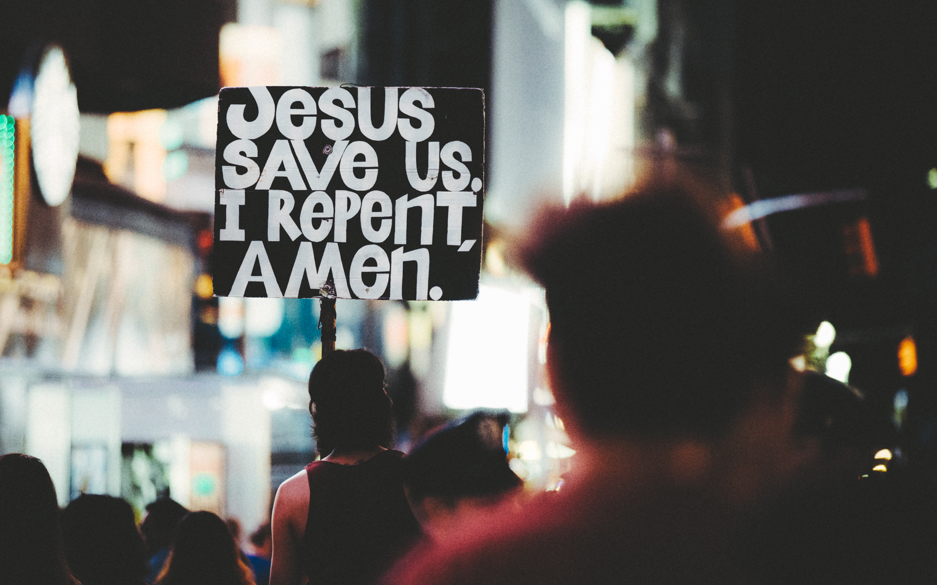 jesus save us protester