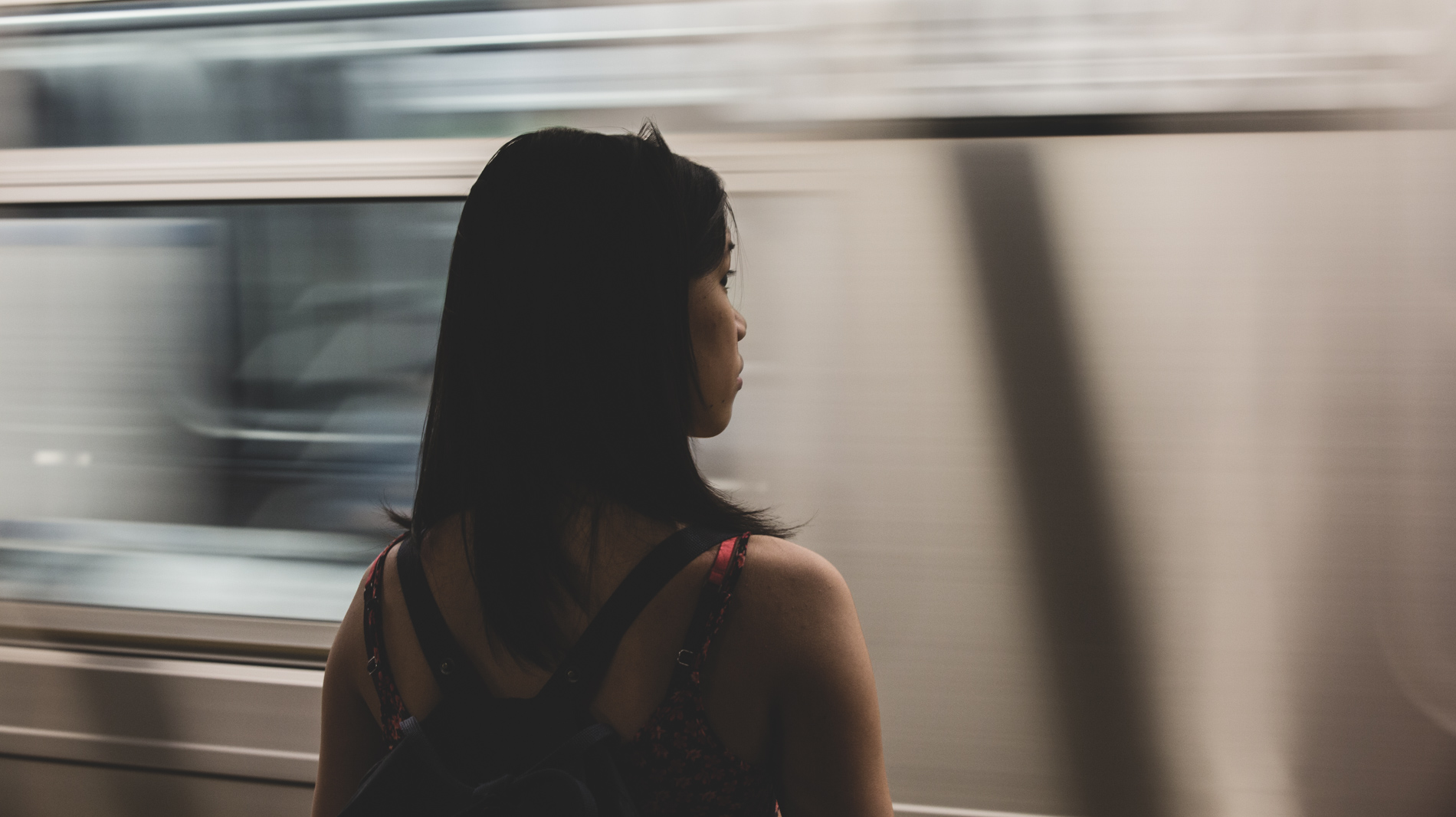 Girl waiting for train