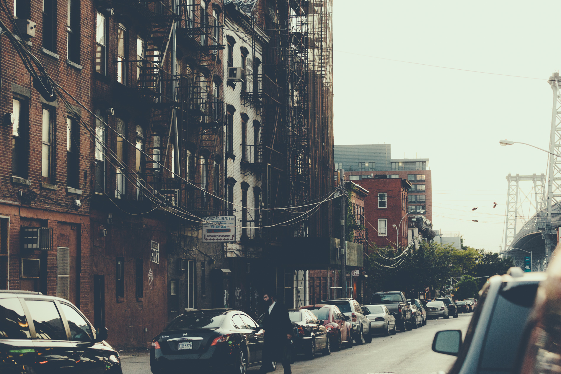 man walking through the street