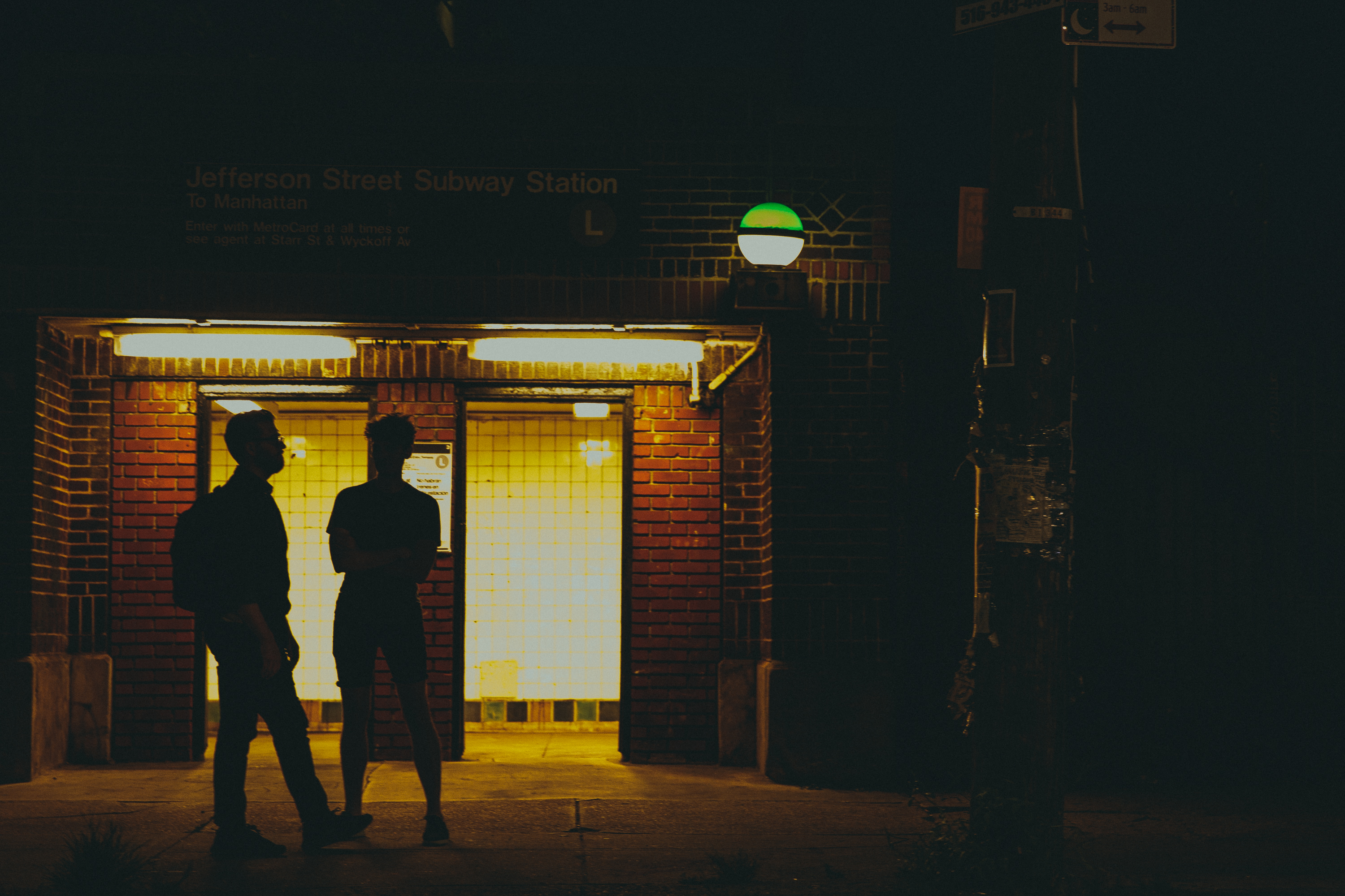Pedestrians outside subway