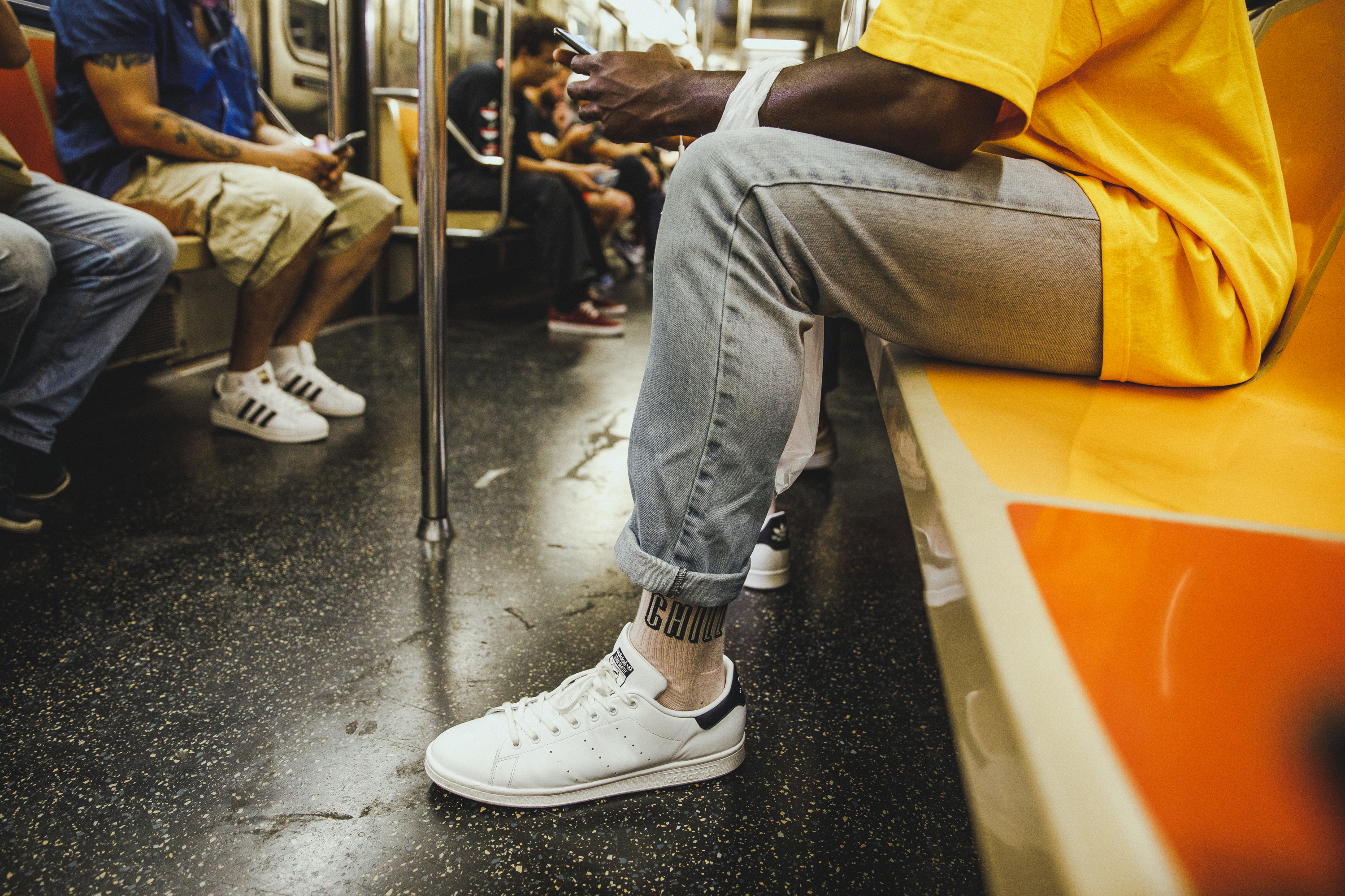 Sitting on subway