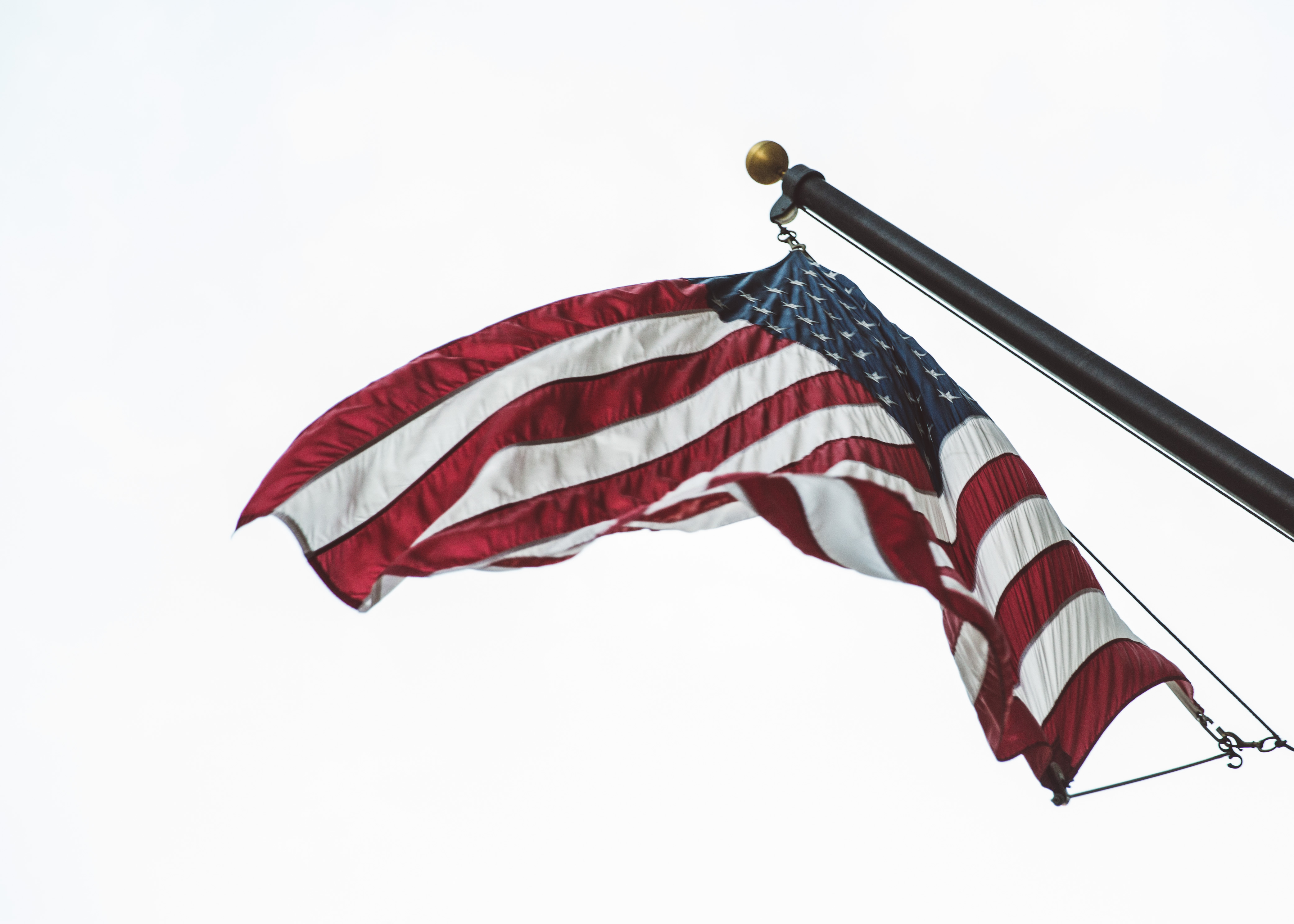 American flag in wind
