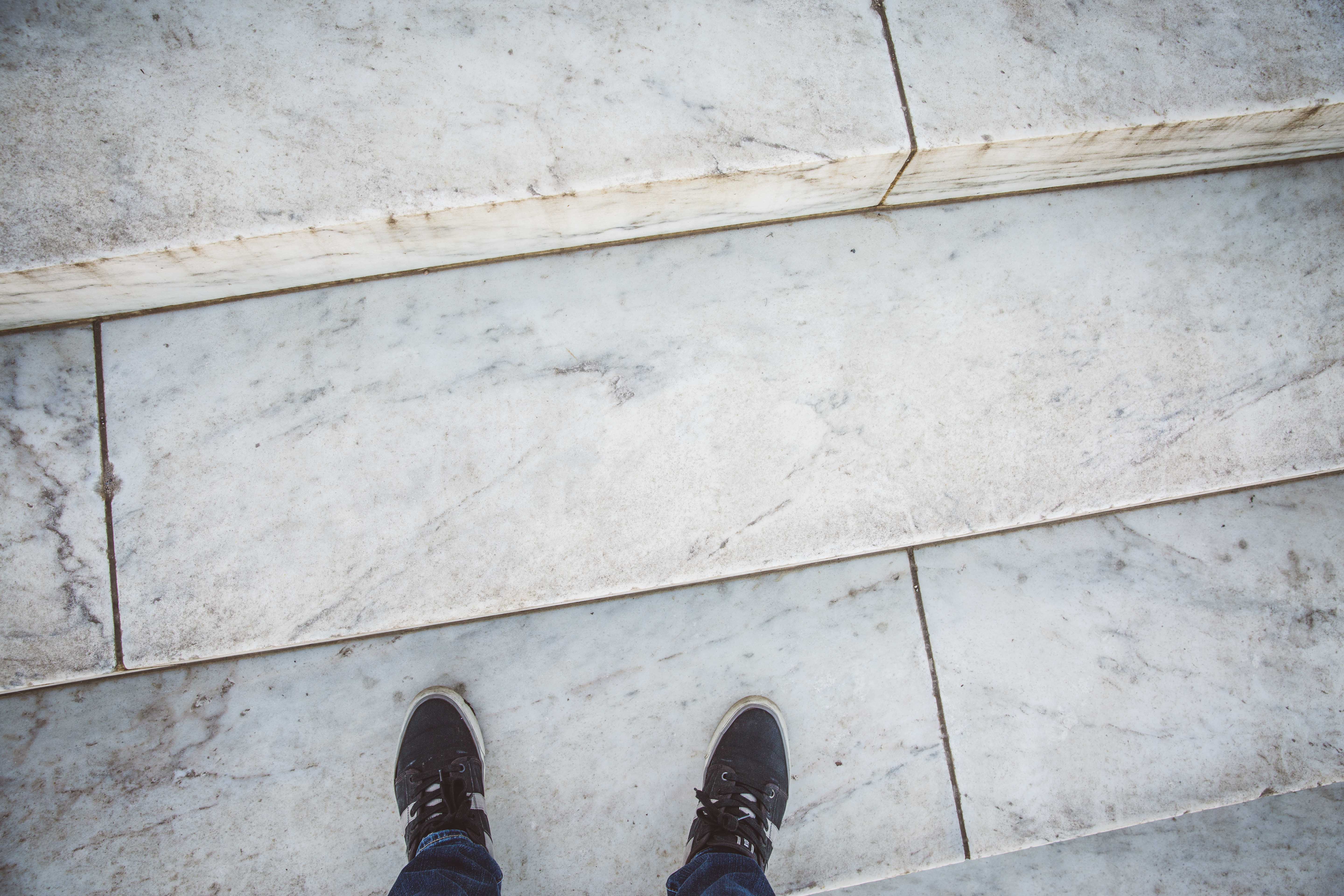 Standing on steps