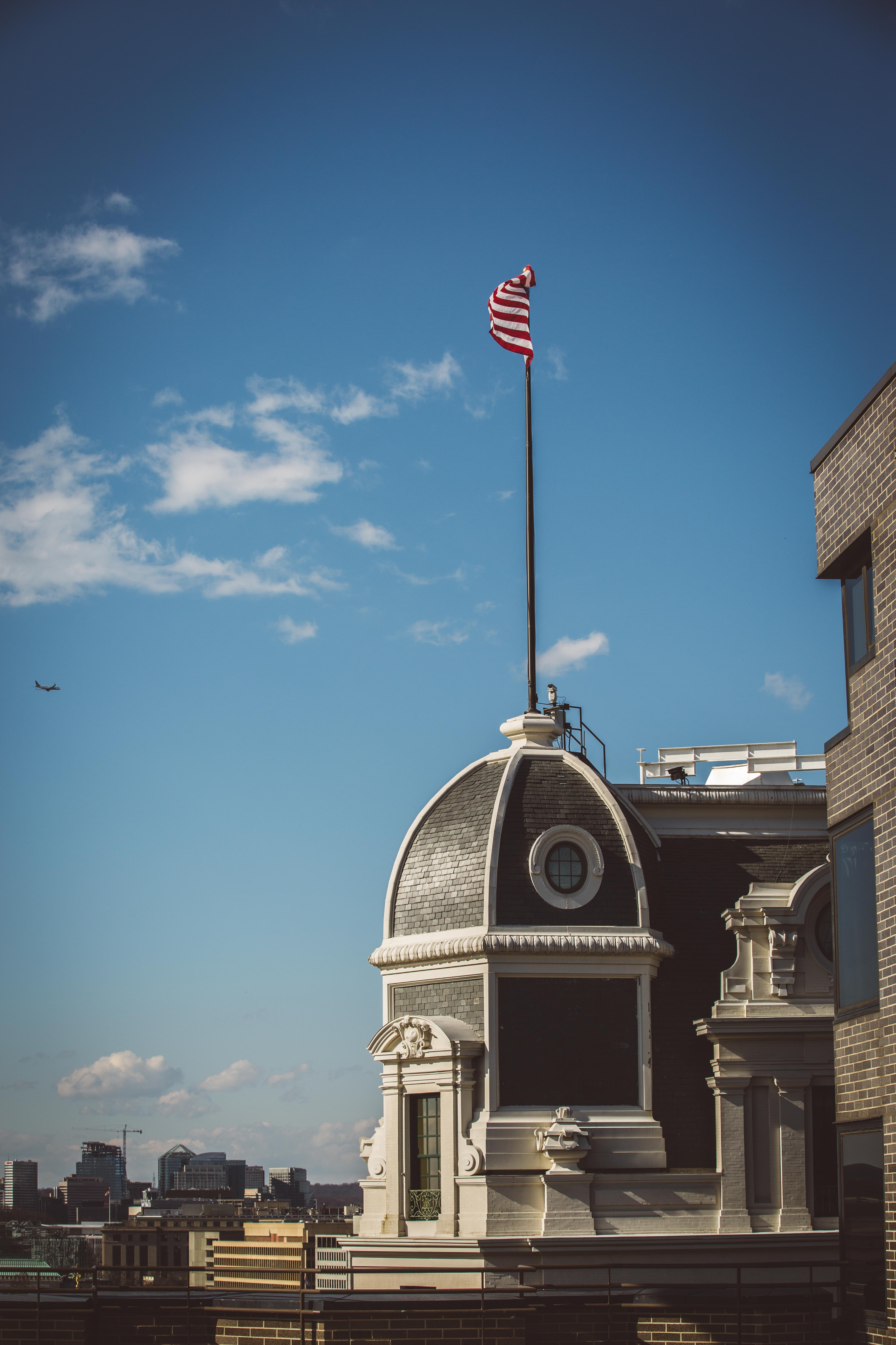 American flag on building
