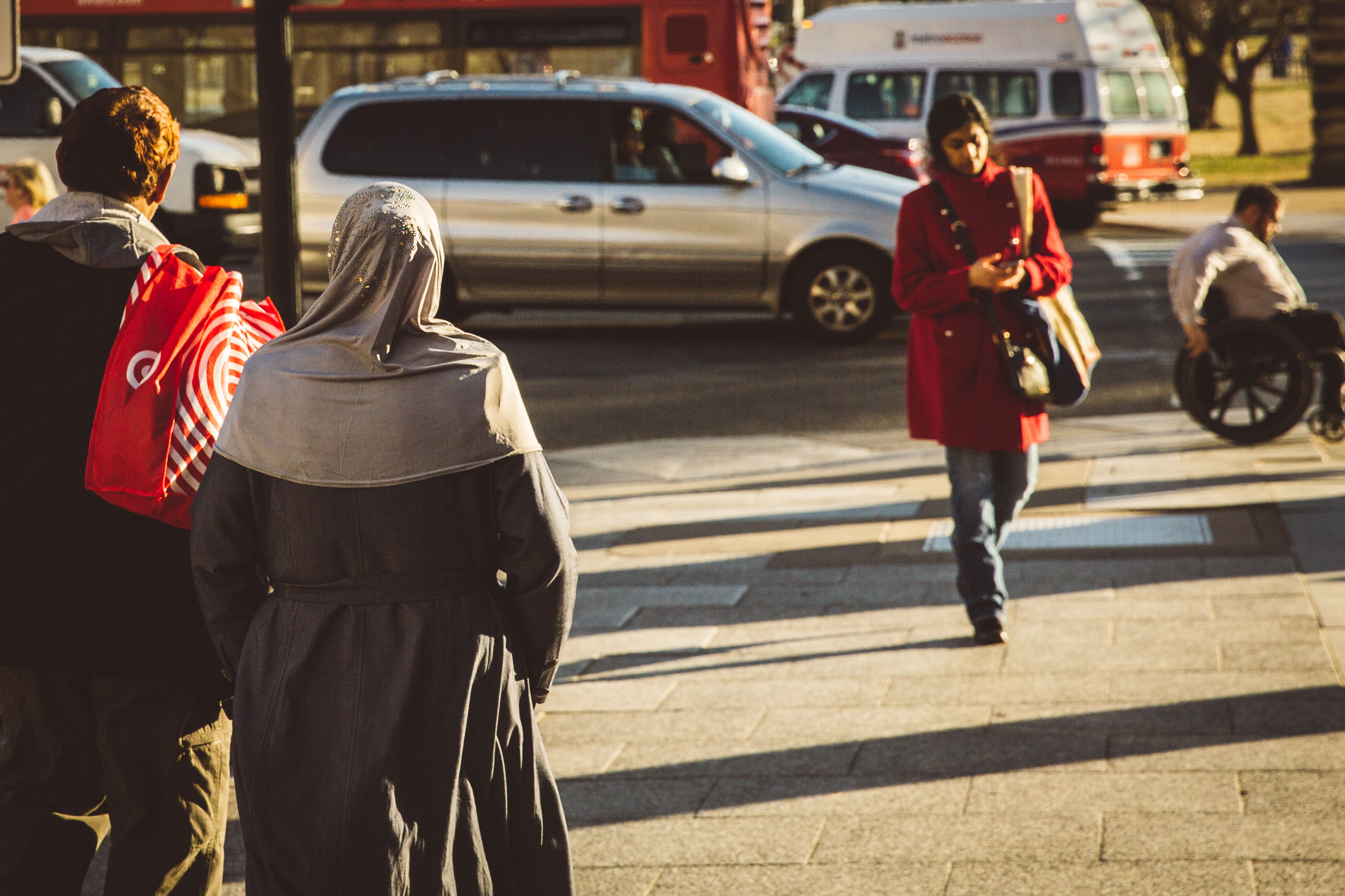 People on sidewalk