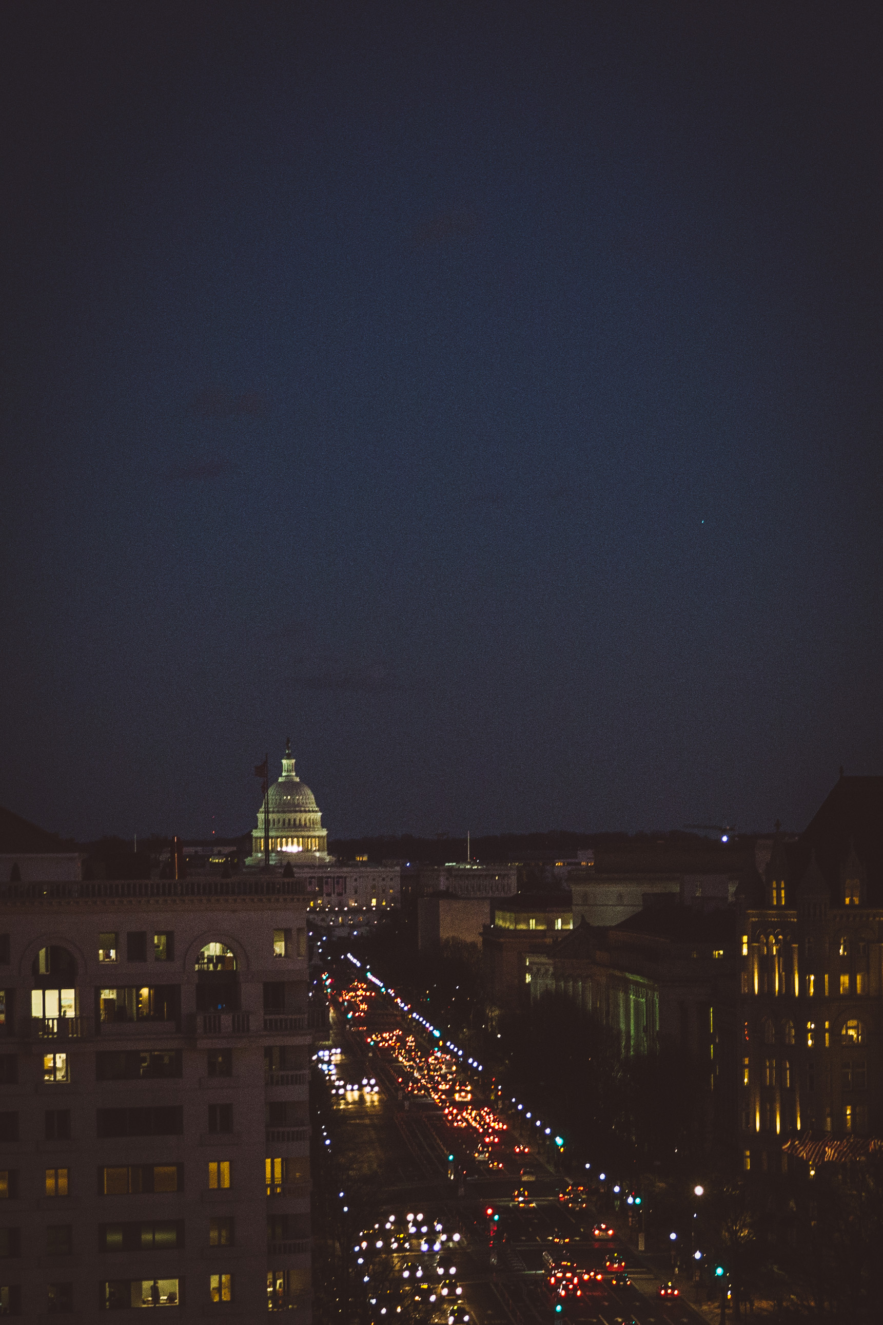 Cars leading to the capital building