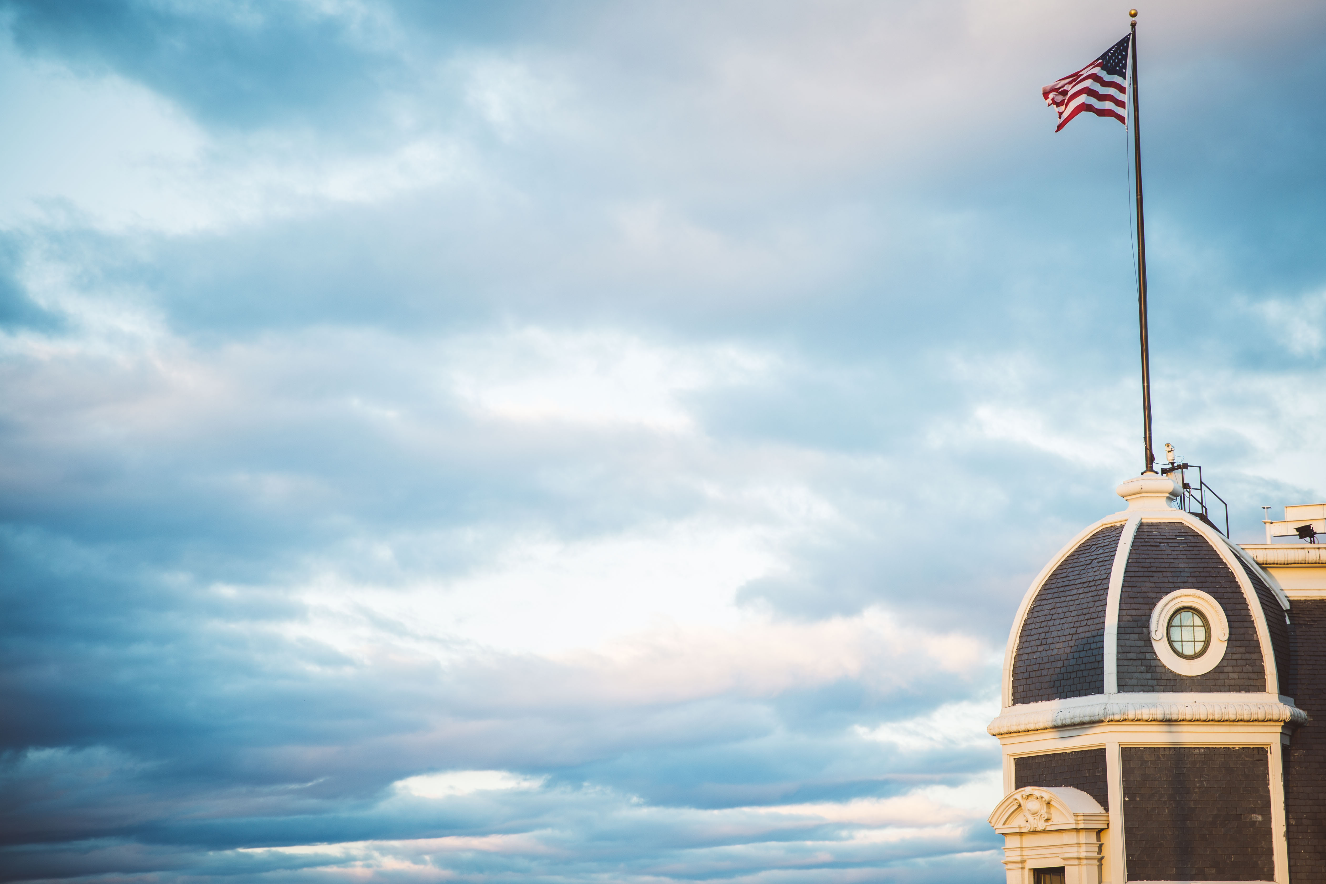 American flag and sky