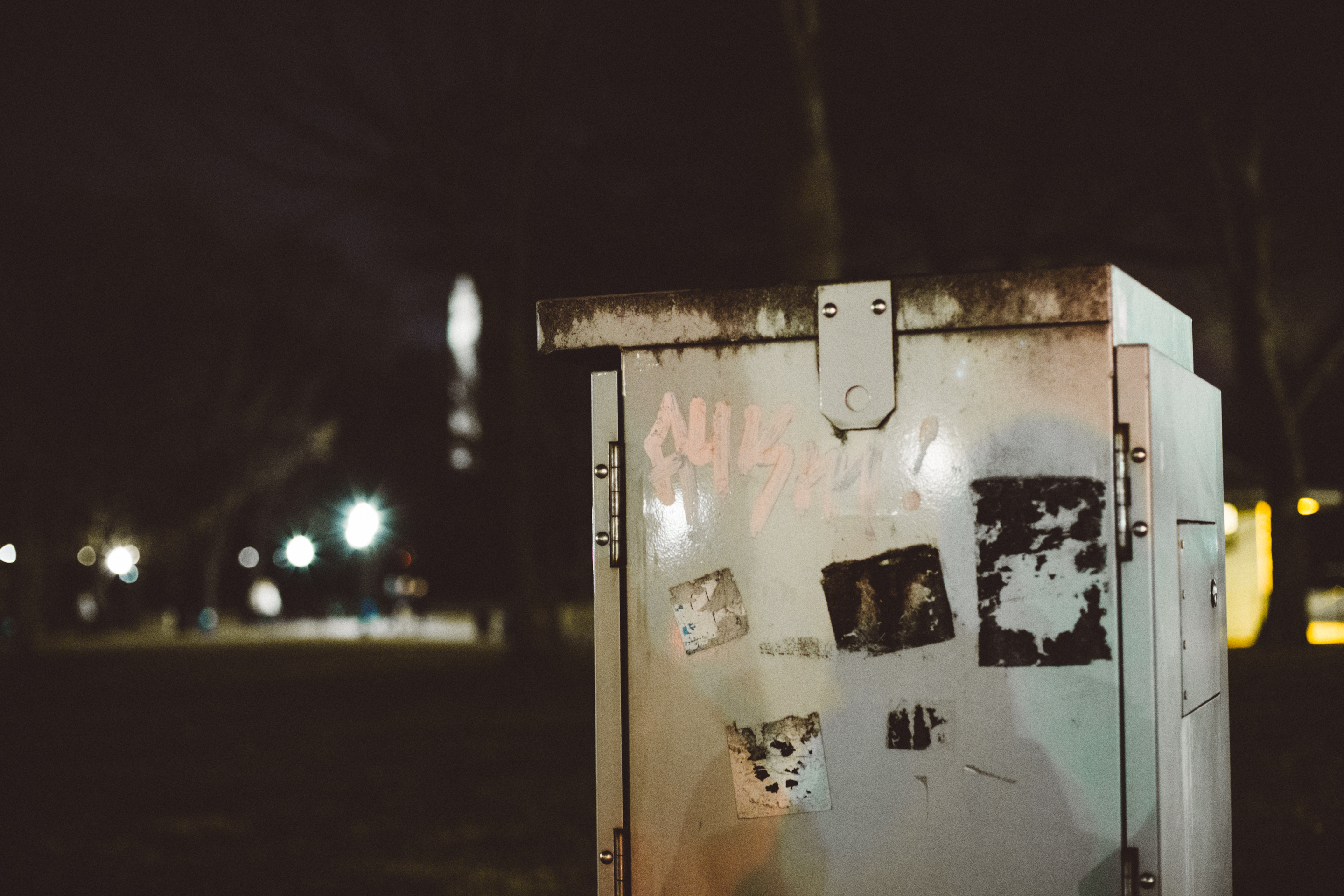 Metal box at night