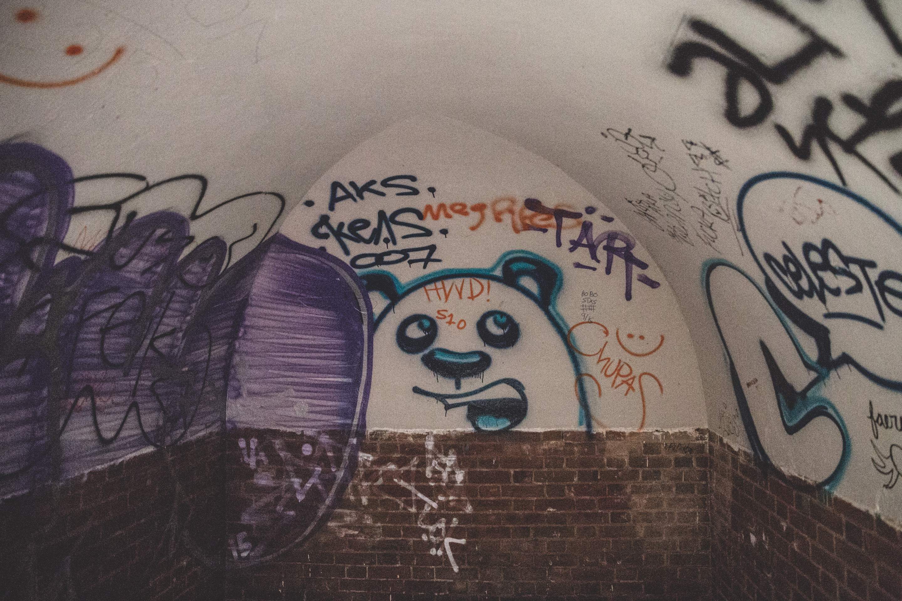 graffiti in tunnel with panda