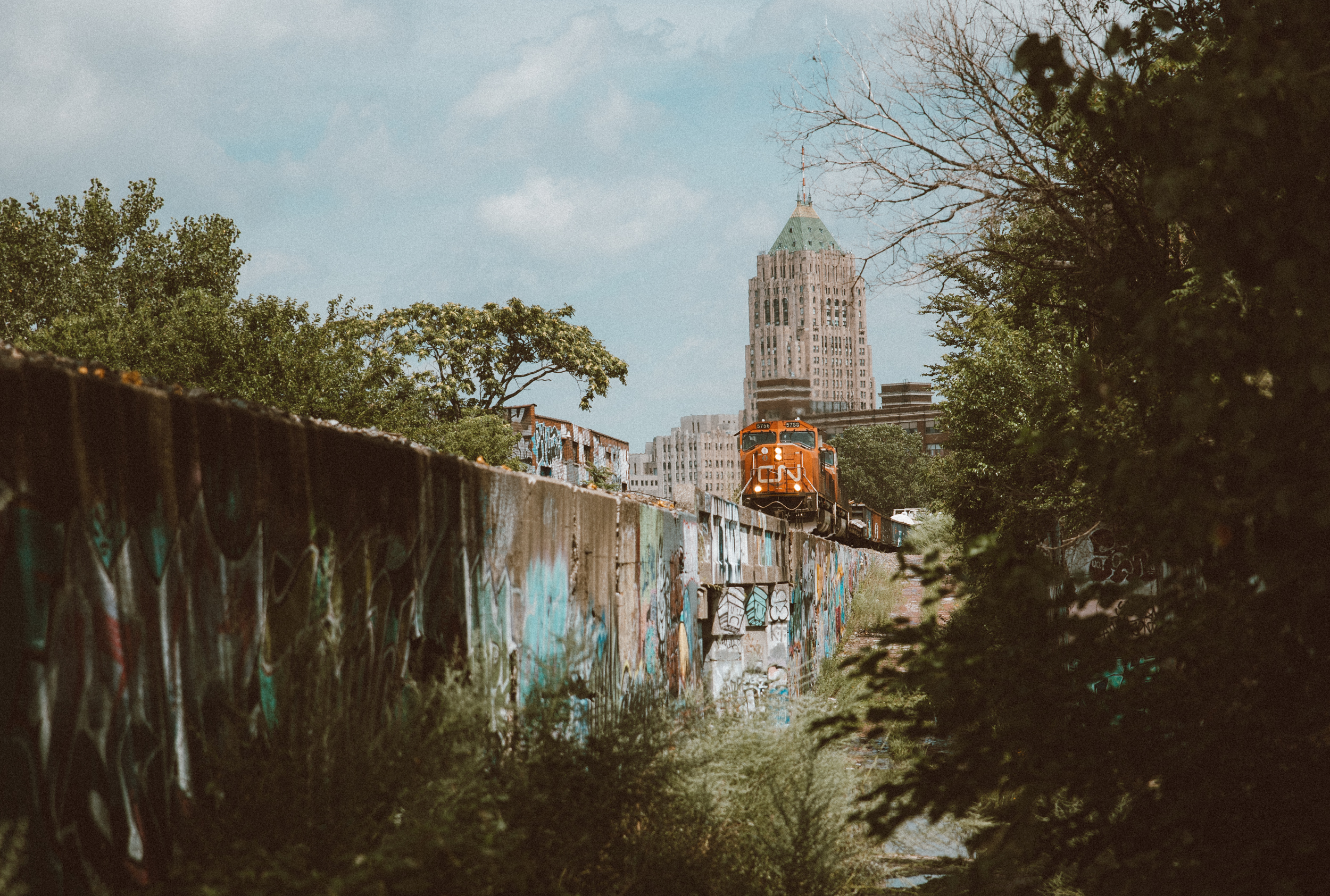 Train and city