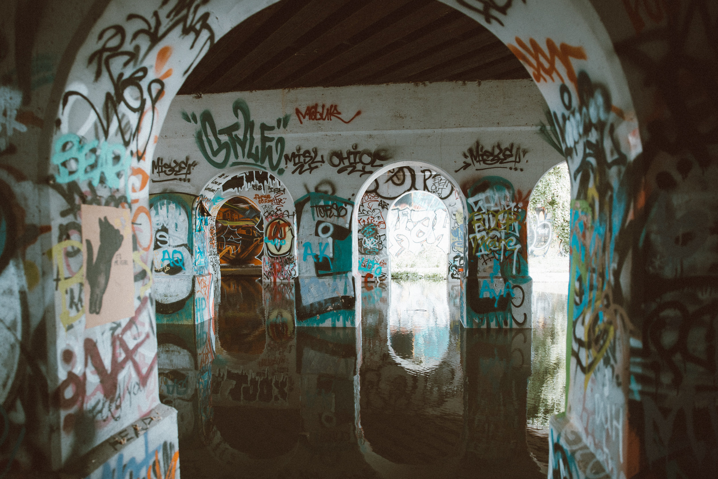 Under bridge