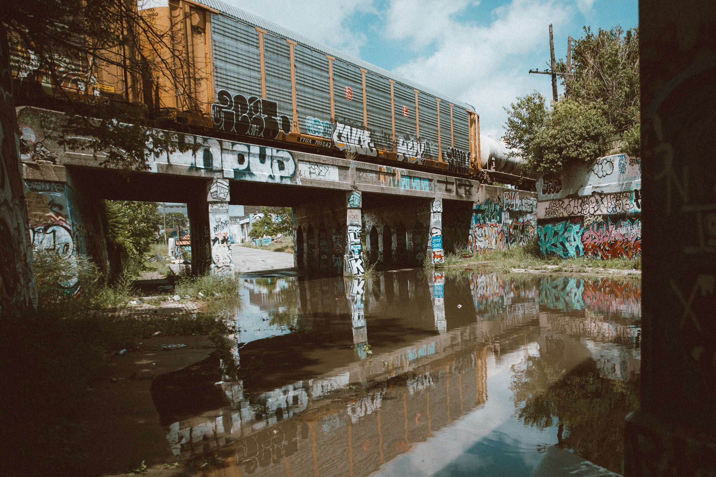 Train on bridge